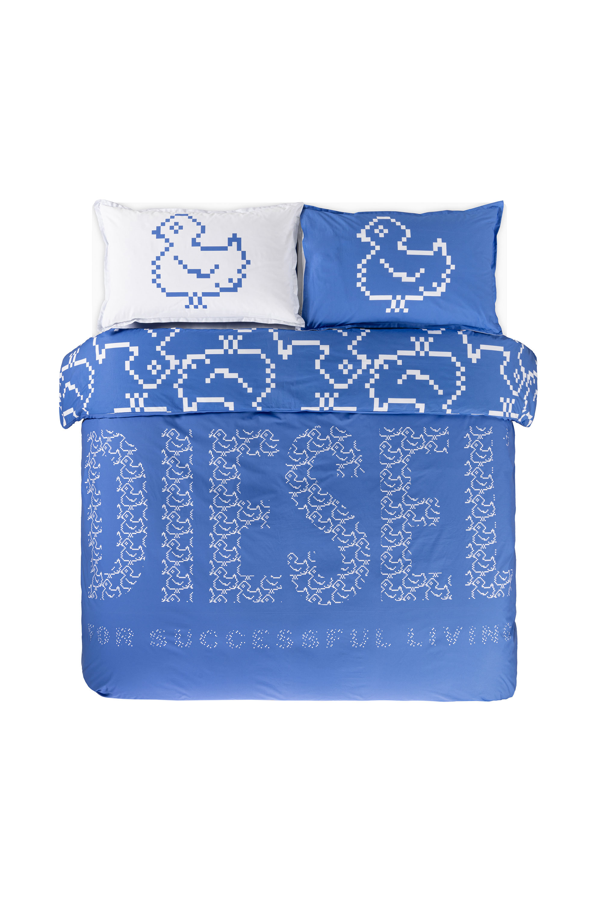 Diesel - 1018141  PIXEL DUCKS BLUE PERCALE DUVET, Juego de funda n&oacute;rdica de percal para cama queen size Unisex in Azul marino - 1
