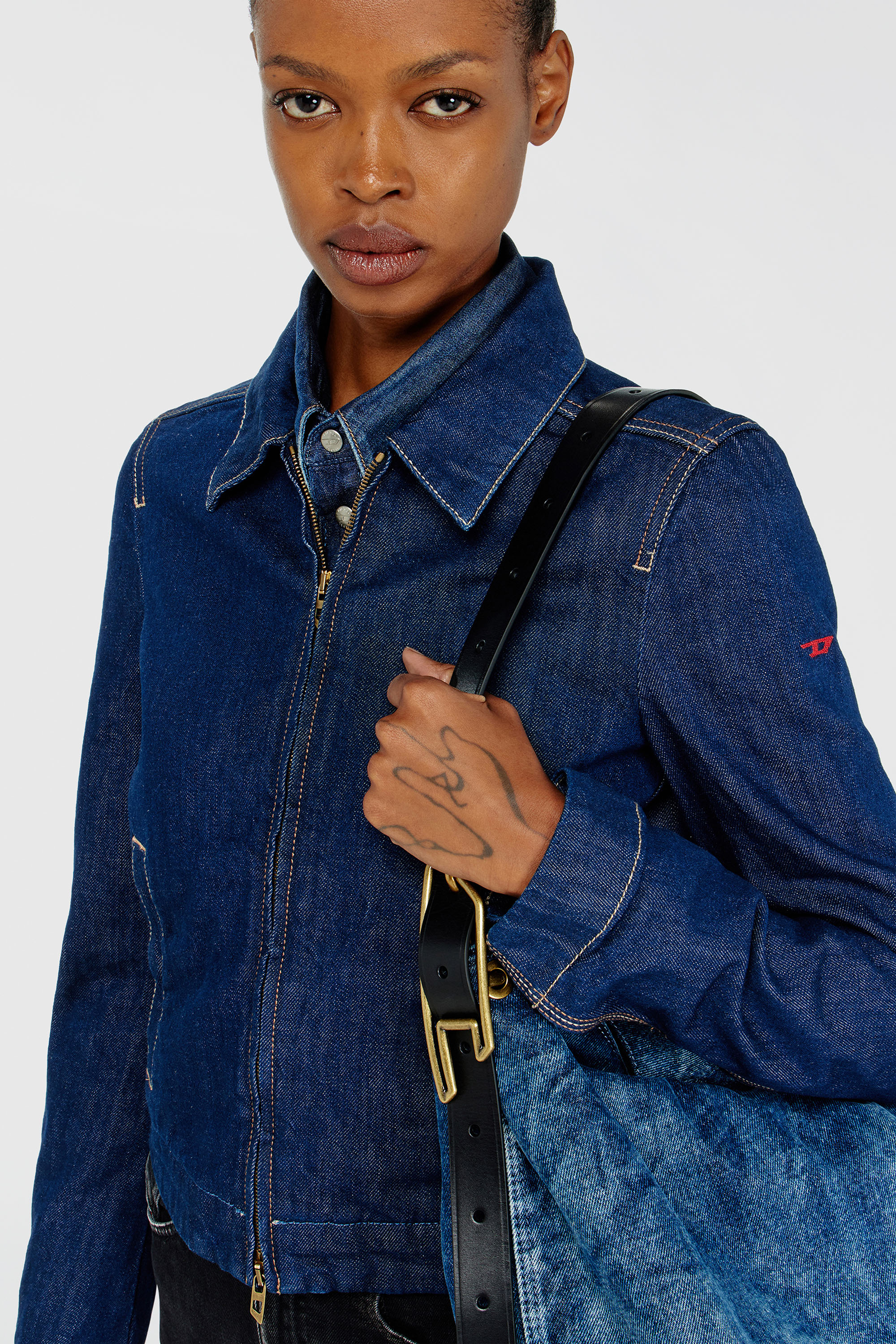 Diesel - DE-CORB, Coach jacket en rinse denim Mujer in Azul marino - 5