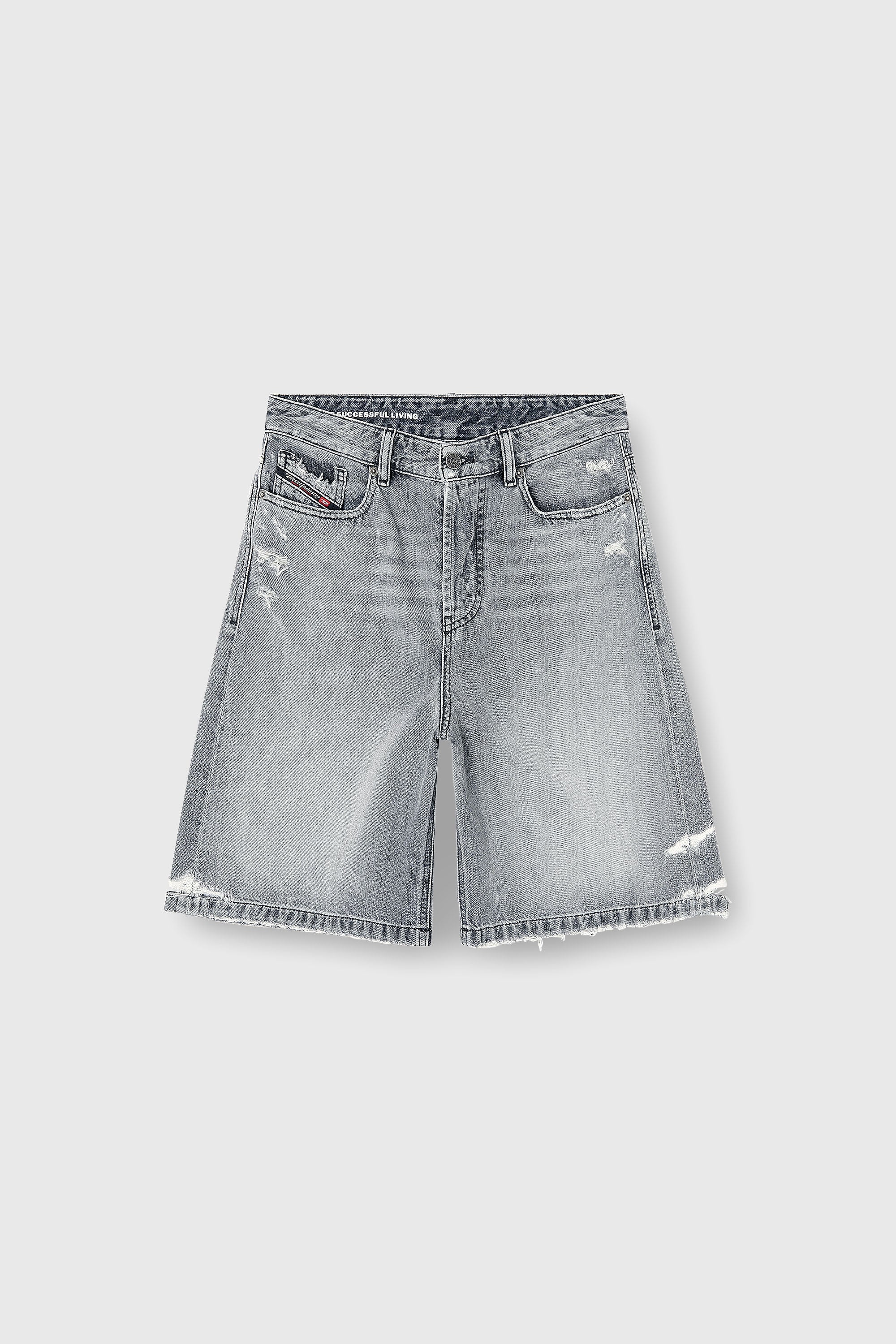Diesel - DE-SIRE-SHORT, Pantalones cortos vaqueros con bajos deshilachados Mujer in Gris - 2