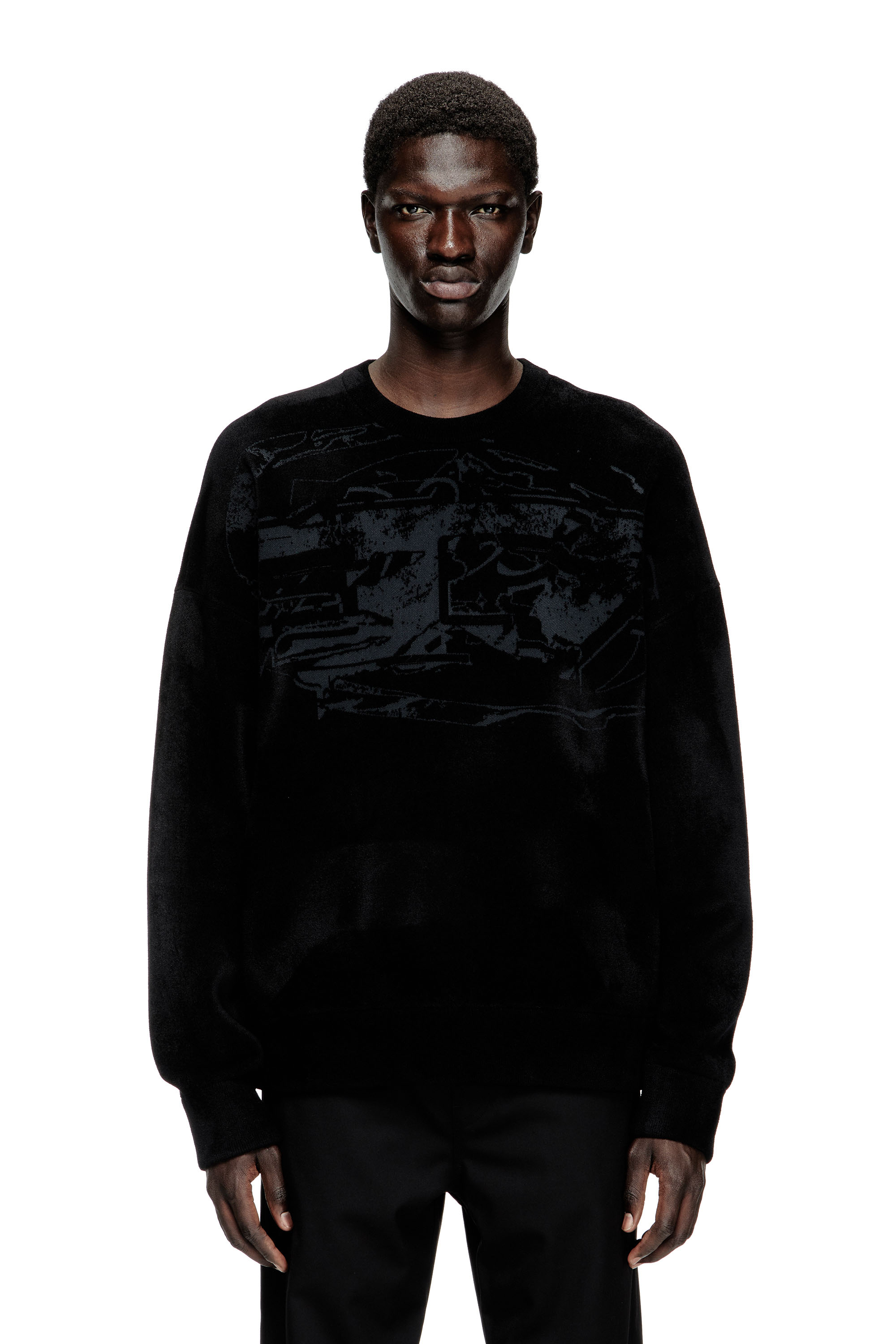 Diesel - K-TRESA, Jersey de jacquard de chenilla con motivo del logotipo Hombre in Negro - 1