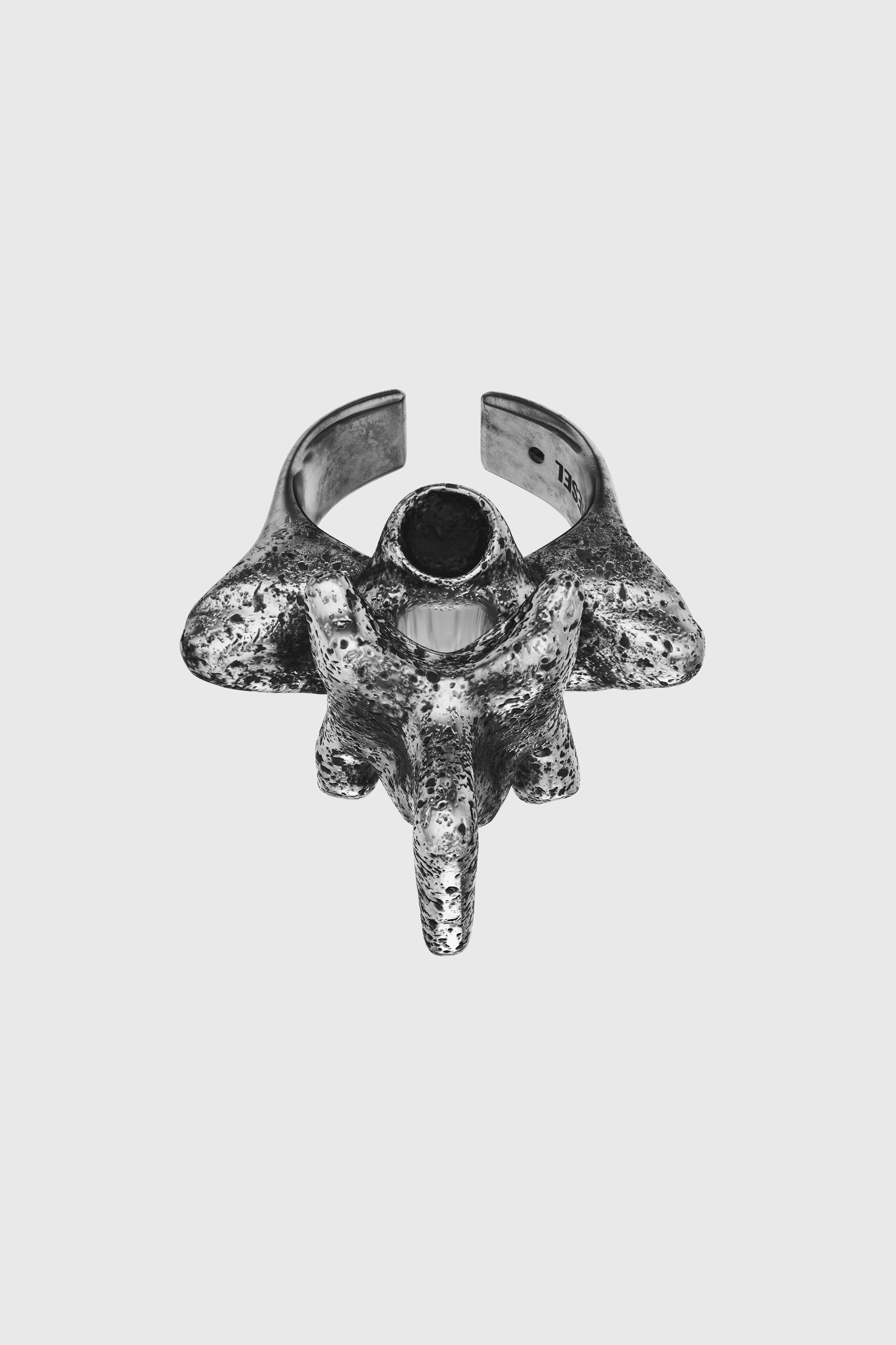 Diesel - DX1708040 JEWELLERY, Anillo en tono plateado con detalle central Unisex in Gris - 2