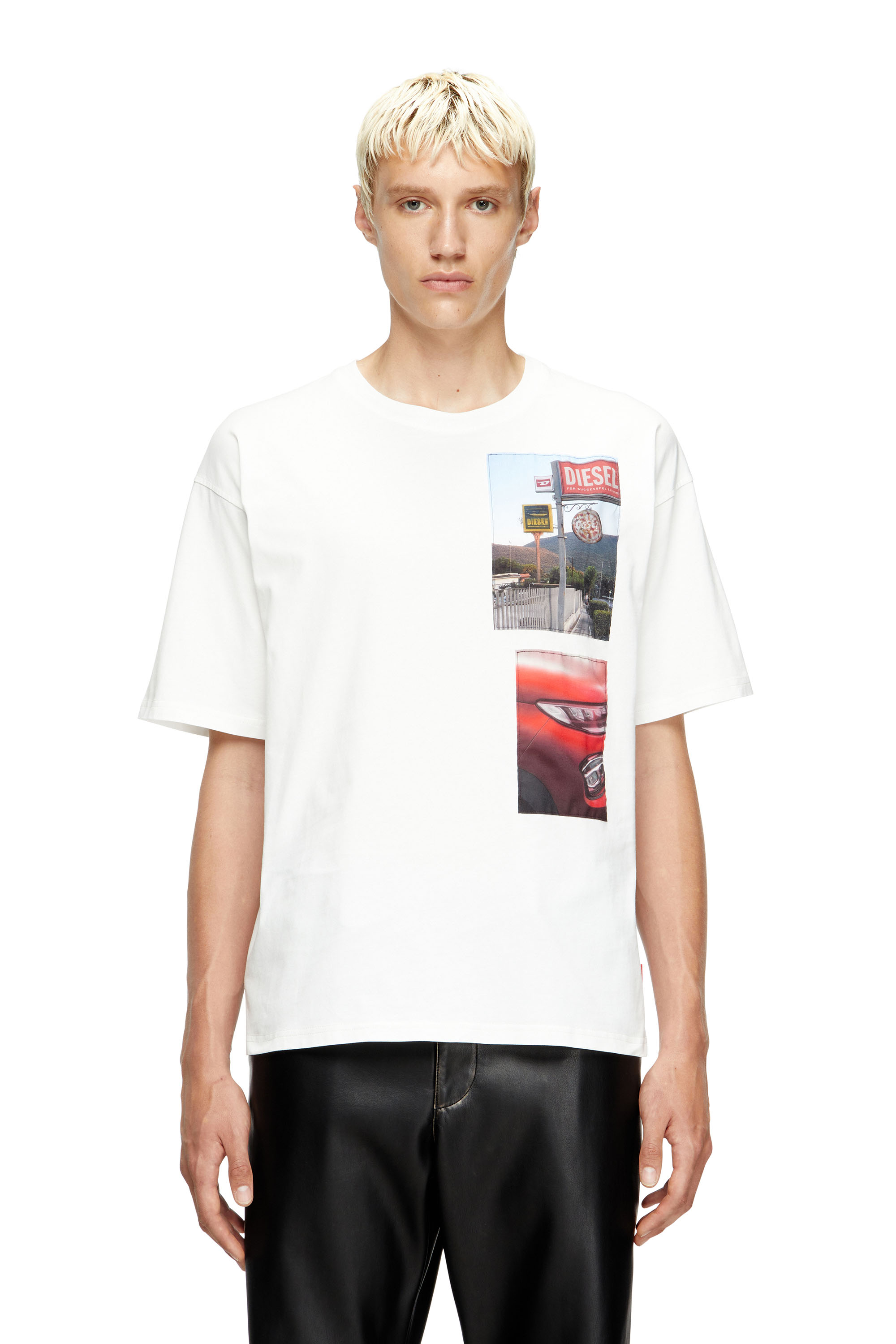 Diesel - T-BOXT-T3, Camiseta con parches fotográficos con el logotipo Hombre in Blanco - 1