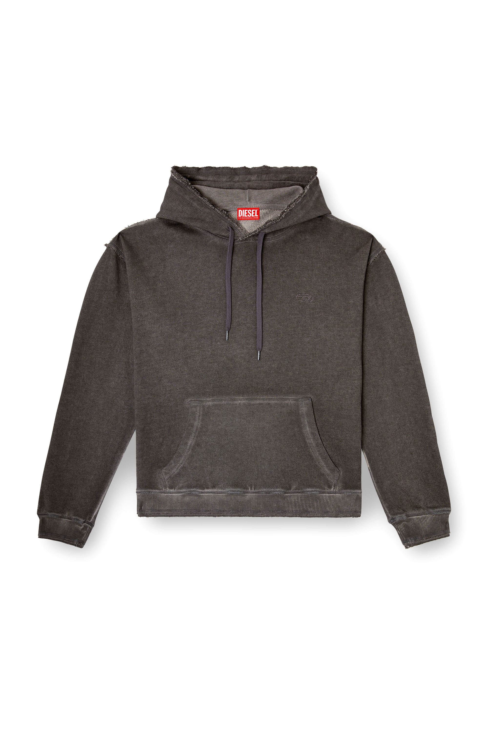 Diesel - S-QUINN-HOOD, Sudadera con capucha con estampado y tachuelas Hombre in Gris - 3