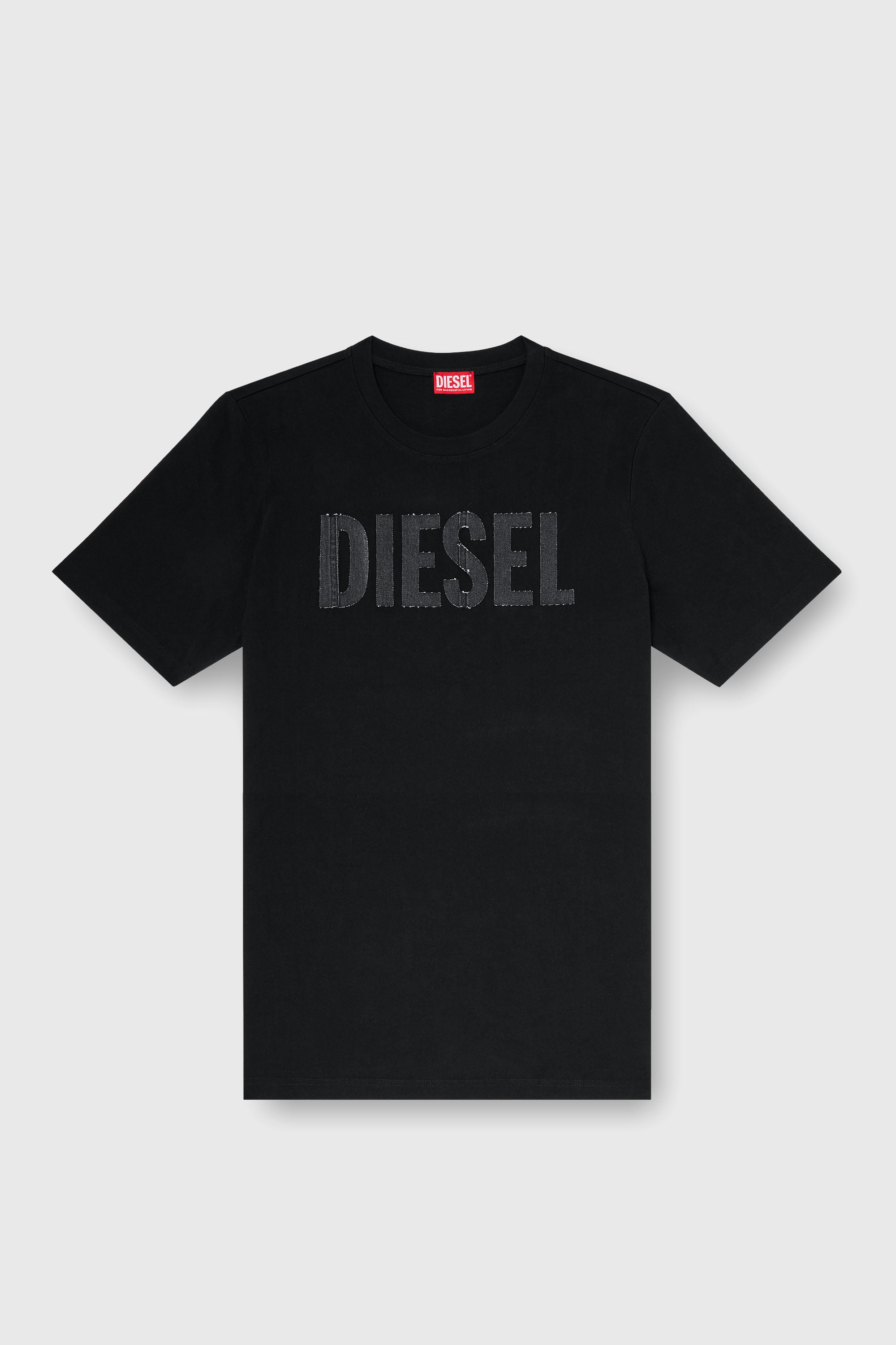 Diesel - T-JUST-APP-T92, Camiseta de algod&oacute;n con estampado de logotipo Diesel tono sobre tono Hombre in Negro - 2