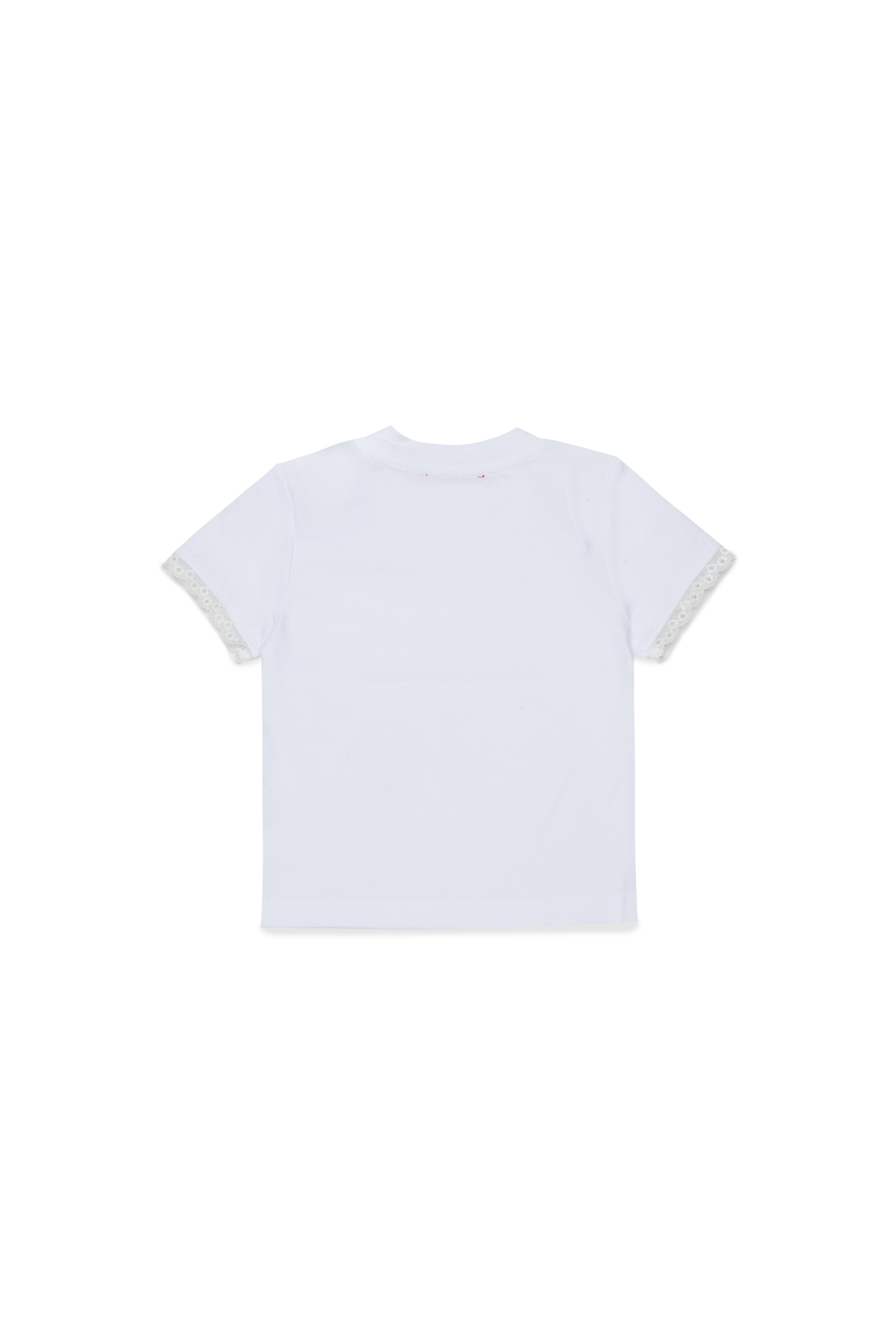 Diesel - TROSEZB, Camiseta con encaje y estampado de rosa Mujer in Blanco - 2