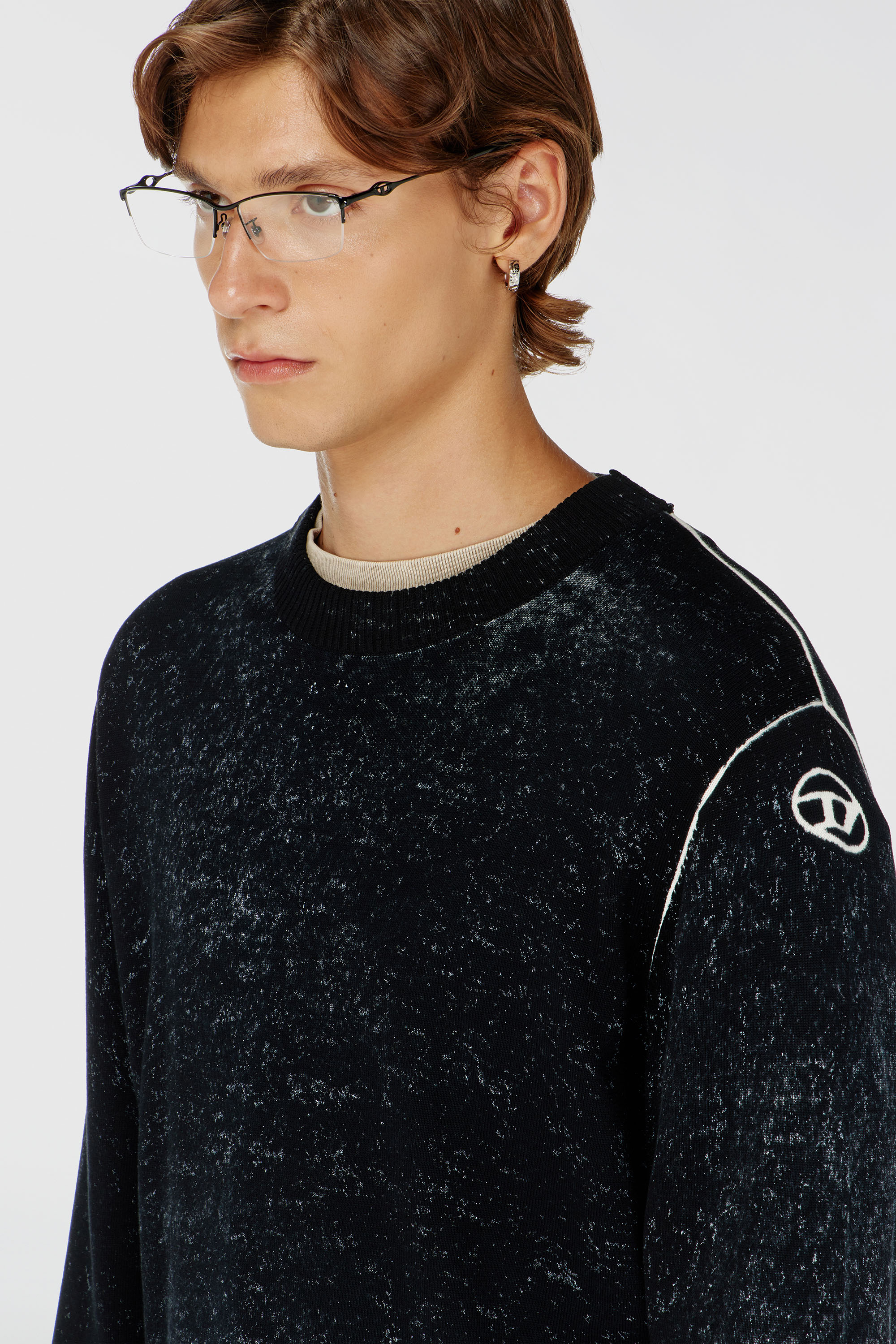 Diesel - K-LARENCE-B, Jersey de algod&oacute;n con estampado invertido Hombre in Negro - 5