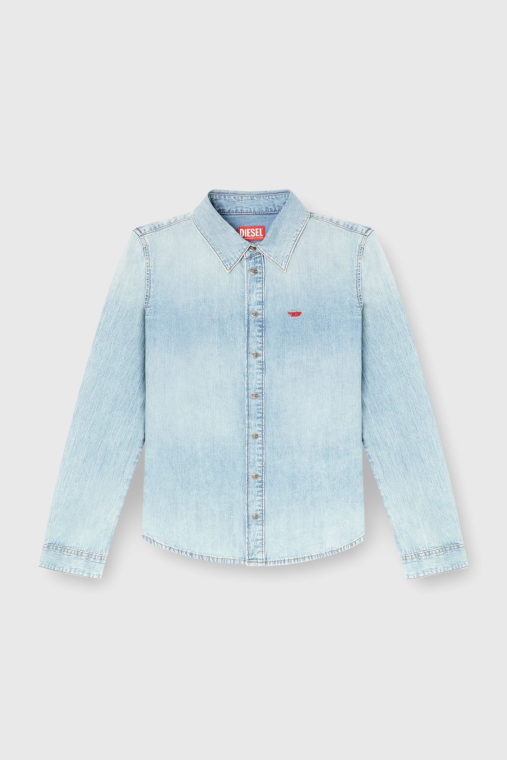 Diesel - DE-EAZY, Camisa vaquera con logo bordado Mujer in Azul marino - 2
