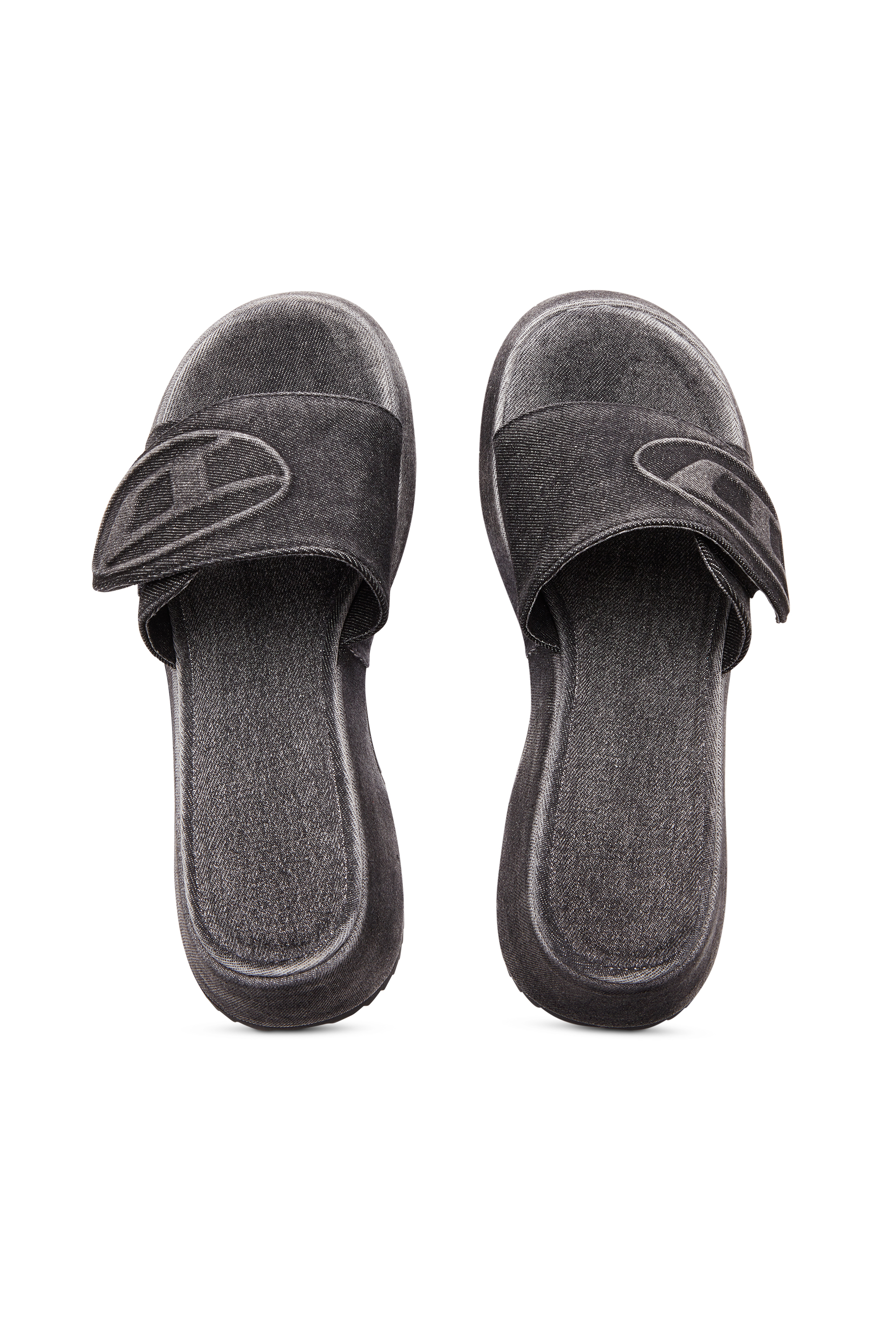 Diesel - SA-OVAL D PF W, Sa-Oval D-Chanclas de denim con correa Oval D Mujer in Negro - 5