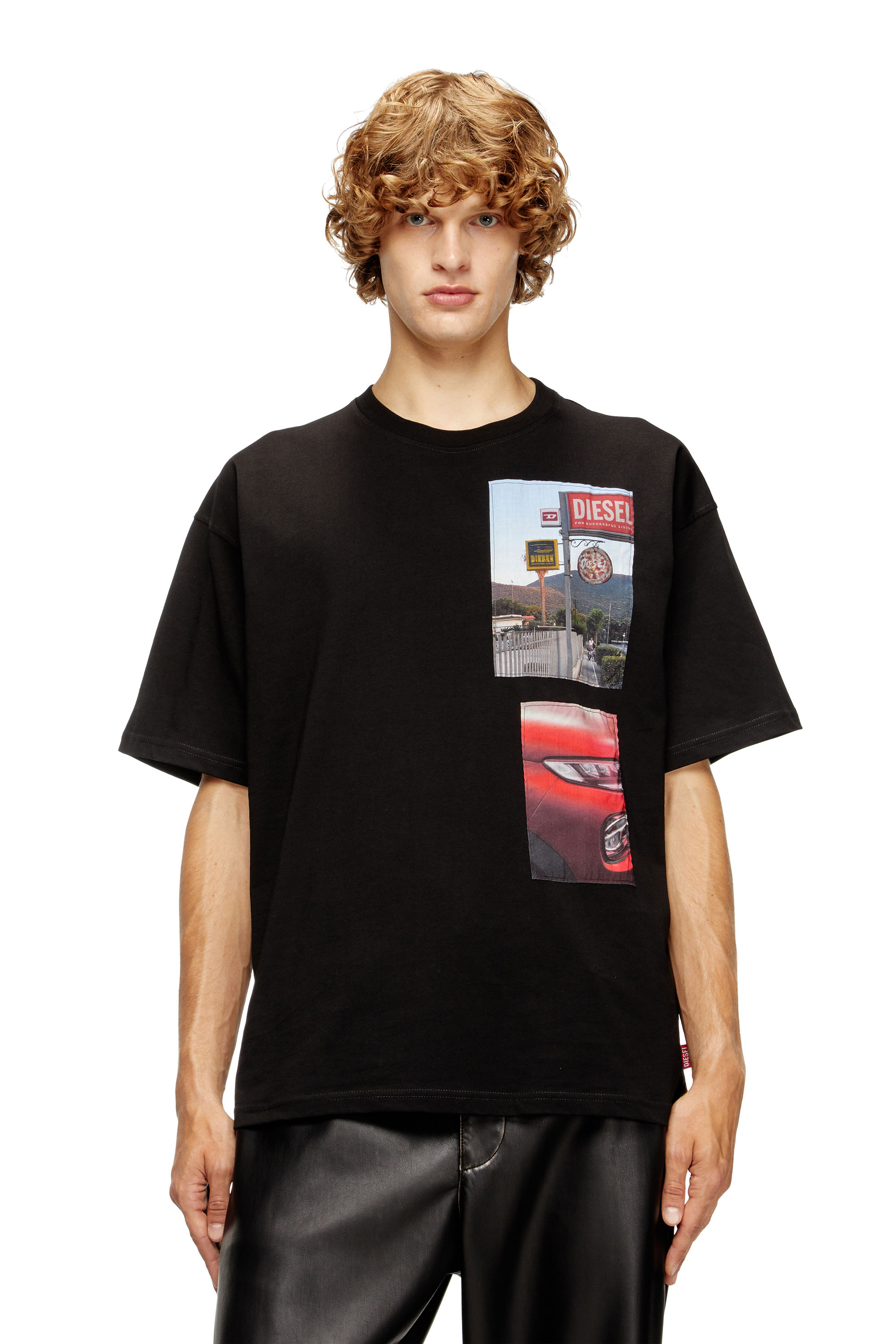 Diesel - T-BOXT-T3, Camiseta con parches fotográficos con el logotipo Hombre in Negro - 1