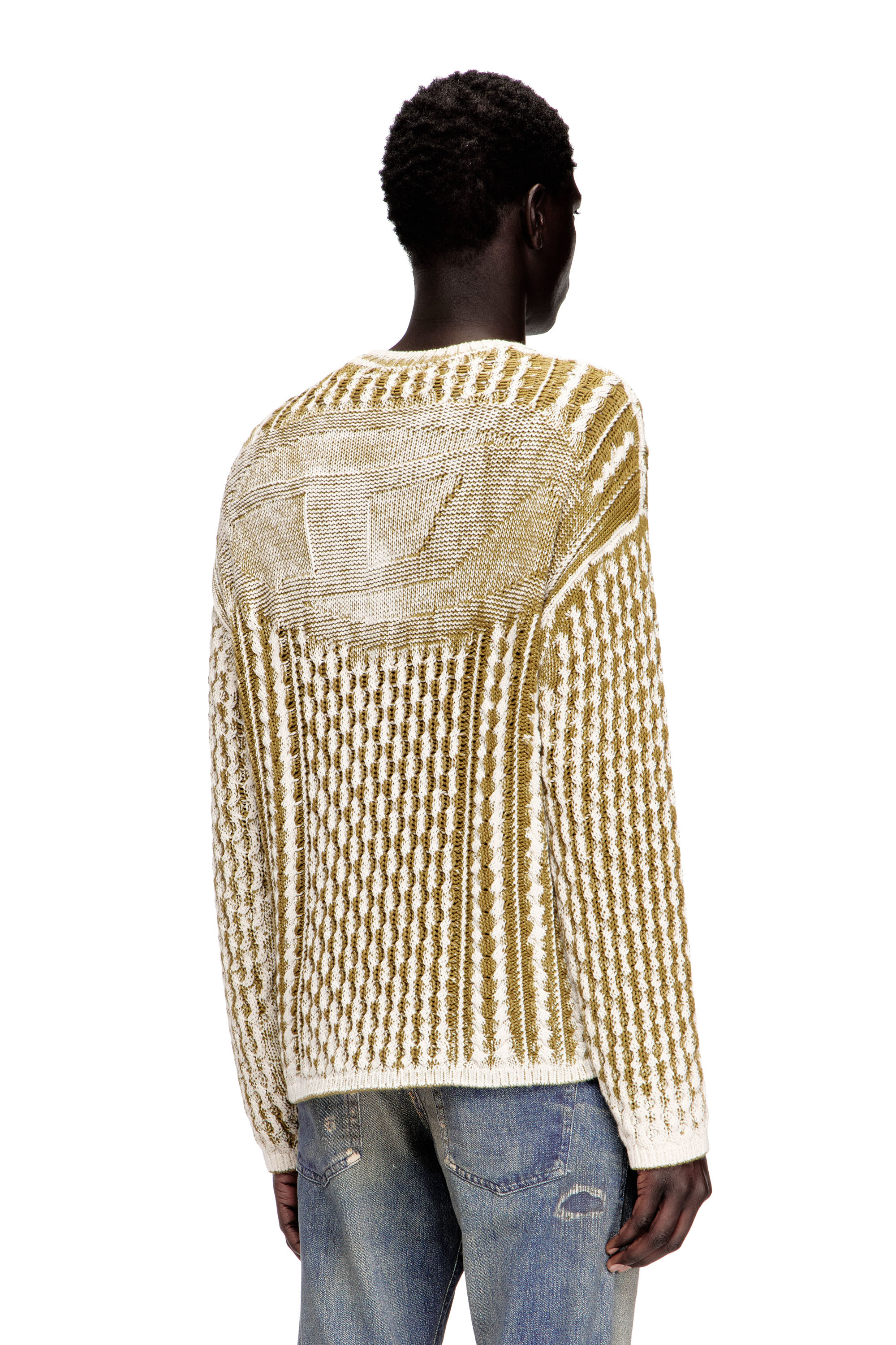 Diesel - K-MOISE, Su&eacute;ter de punto trenzado con estampado inverso Hombre in Multicolor - 4