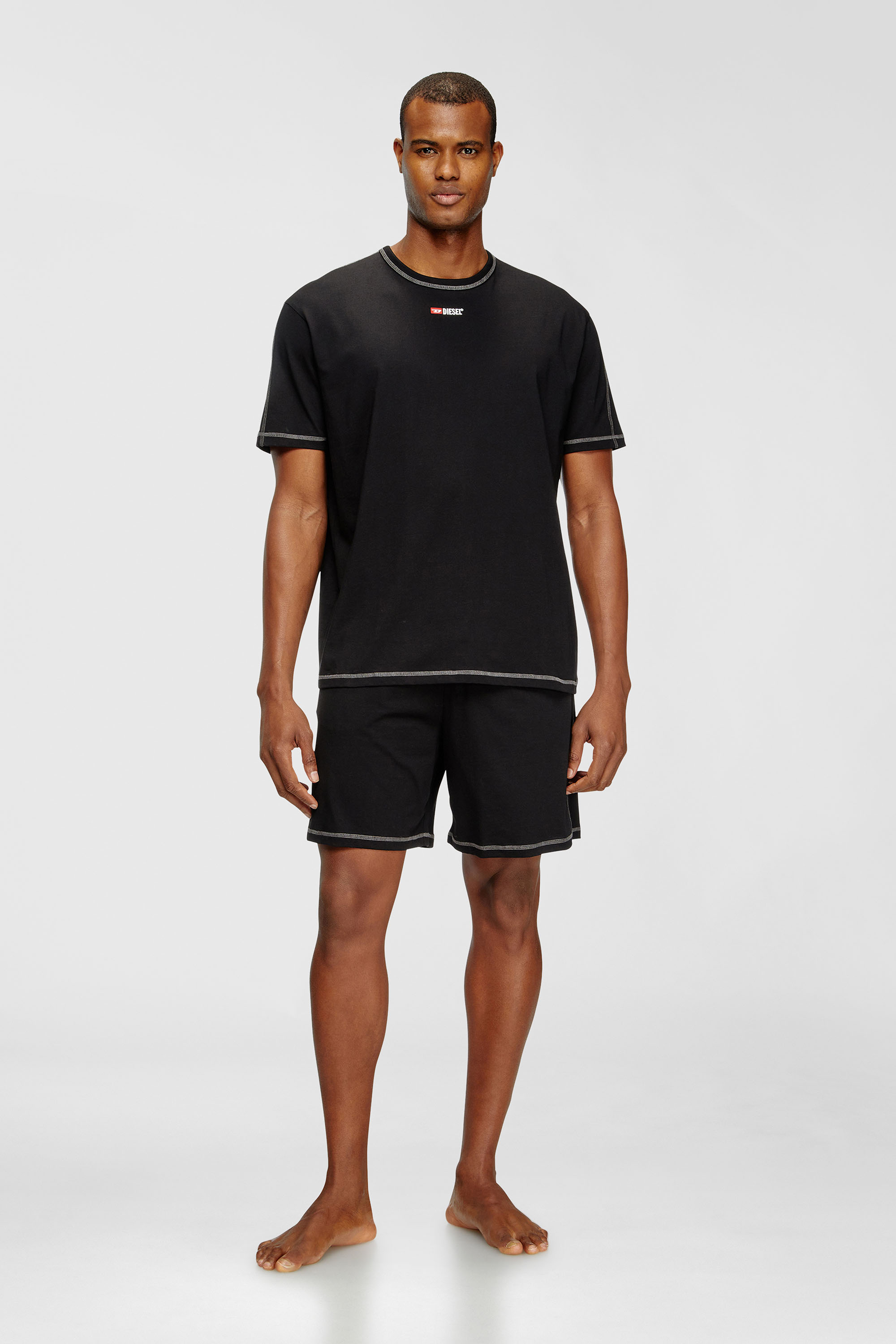 Diesel - SET-ADAM-D-CORE, Pijama corto de punto de algod&oacute;n Hombre in Negro - 1