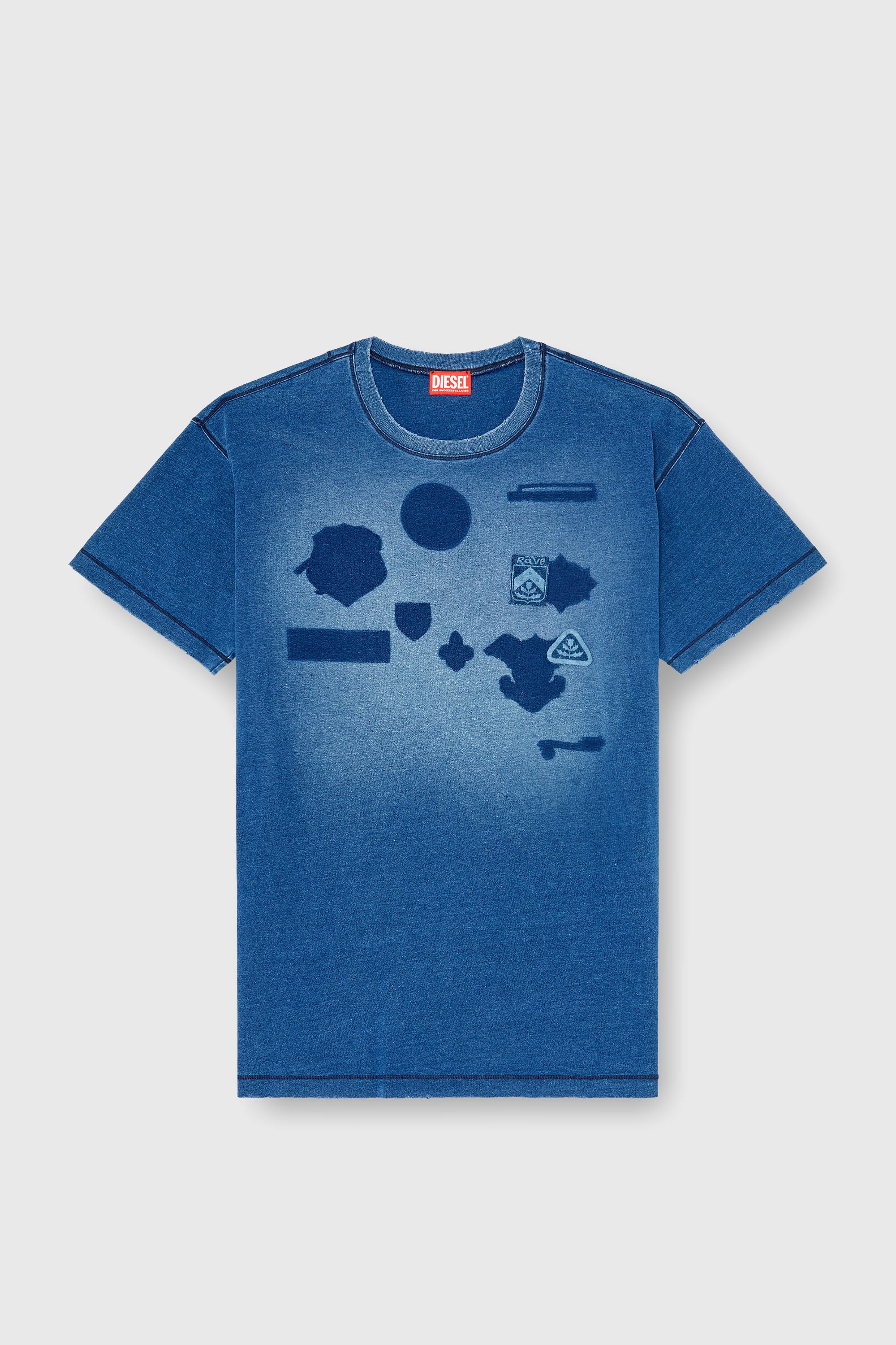 Diesel - T-NOX, Camiseta con parches efecto sombra Hombre in Azul marino - 2