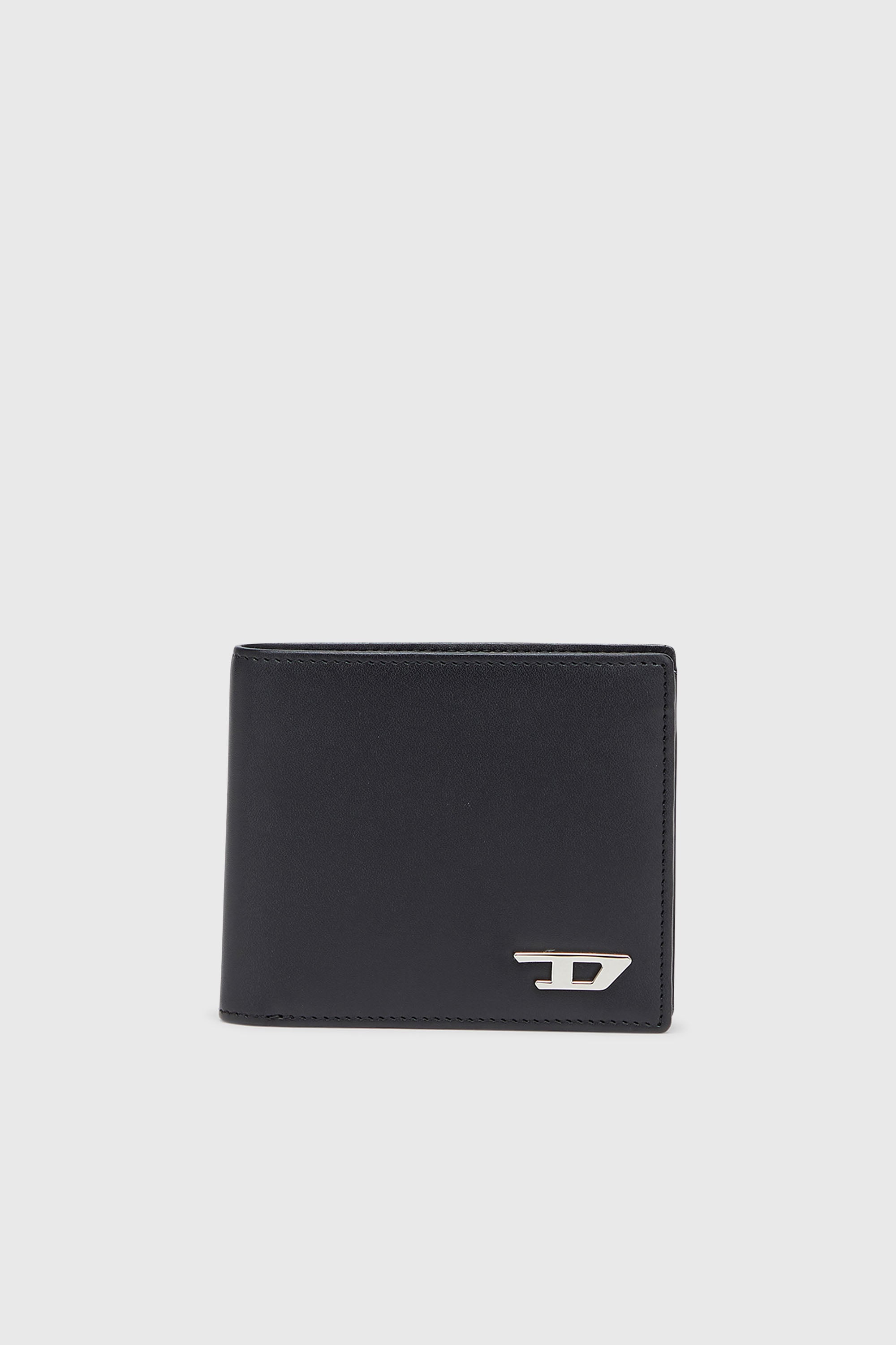 Diesel - BI FOLD COIN S, Cartera bi-fold de piel con monedero Hombre in Negro - 1
