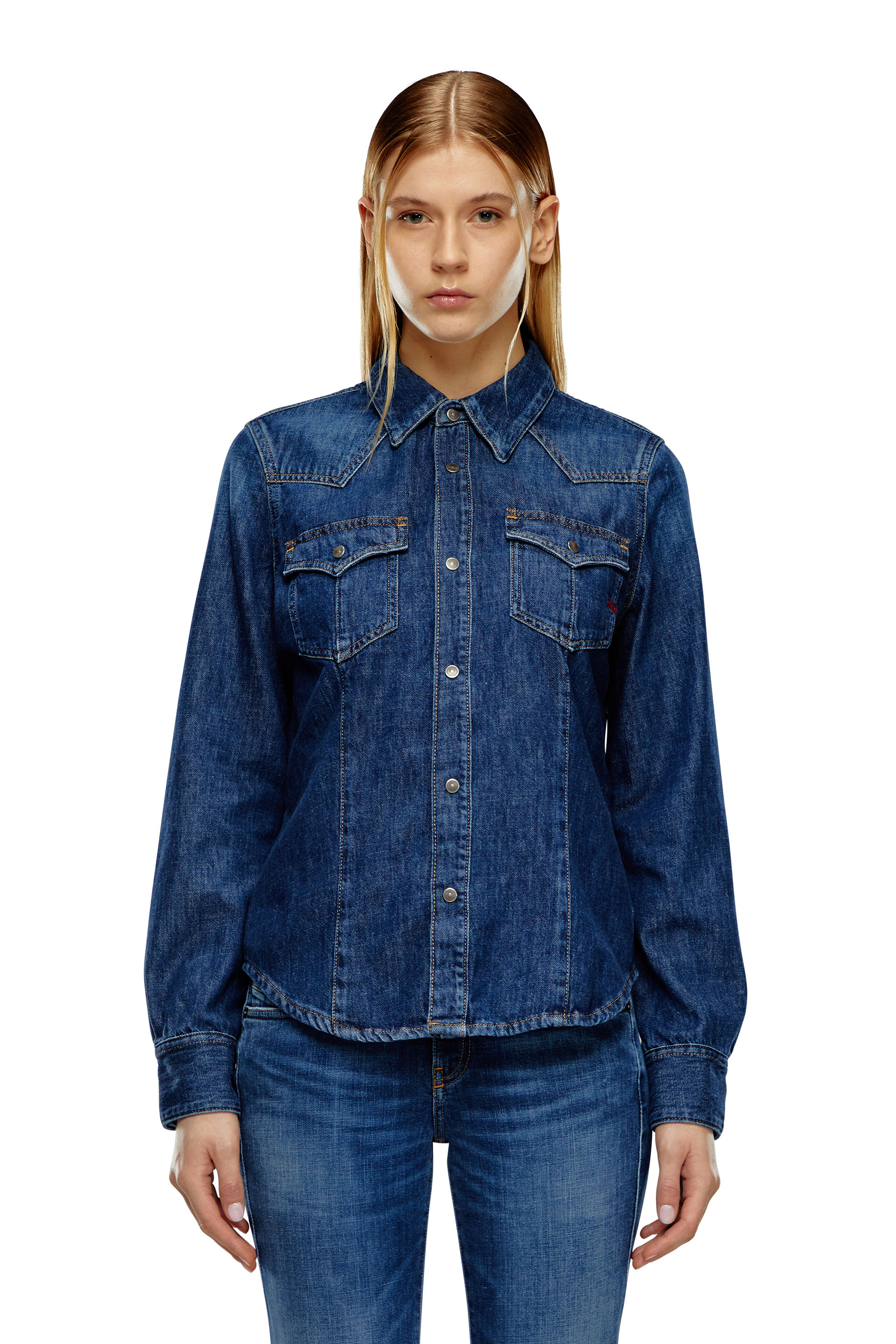 Diesel - DE-WAVES, Camisa western en denim Mujer in Azul marino - 1