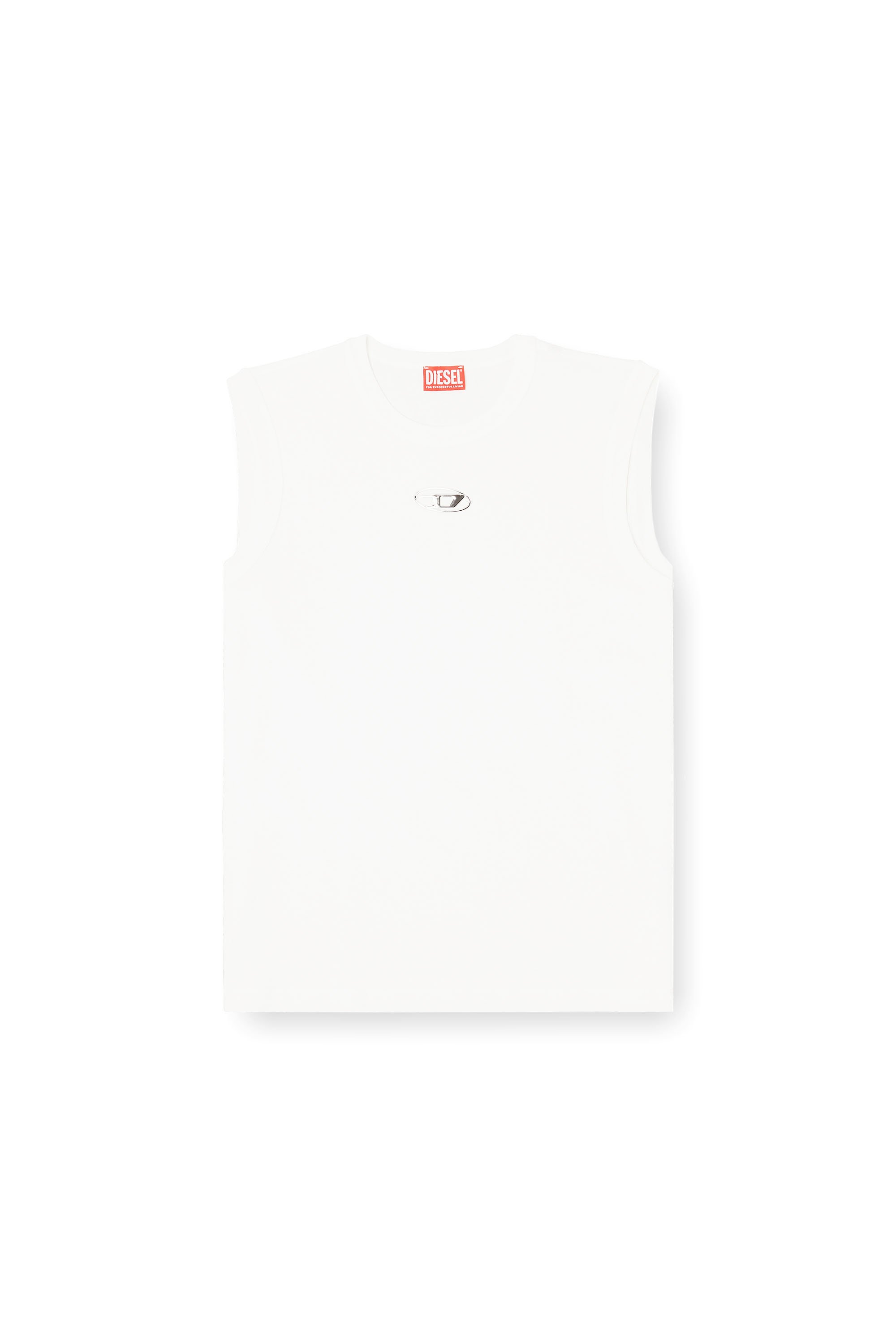 Diesel - T-BISCO-IOD, Top de algodón sin mangas con Oval D metálico Hombre in Blanco - 3