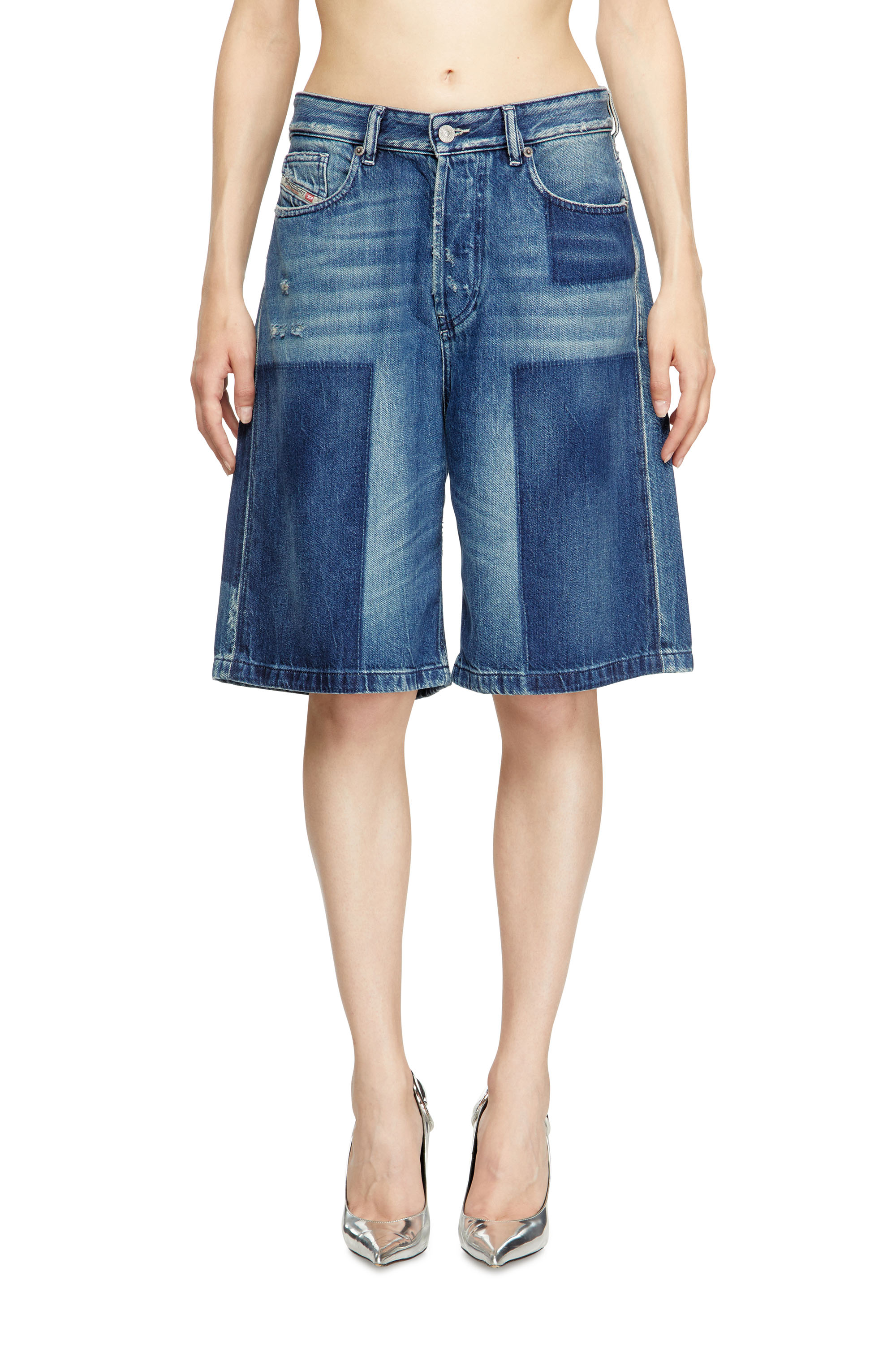 Diesel - DE-SIRE-SHORT, Pantalones cortos en denim con efecto de contraste Mujer in Azul marino - 1