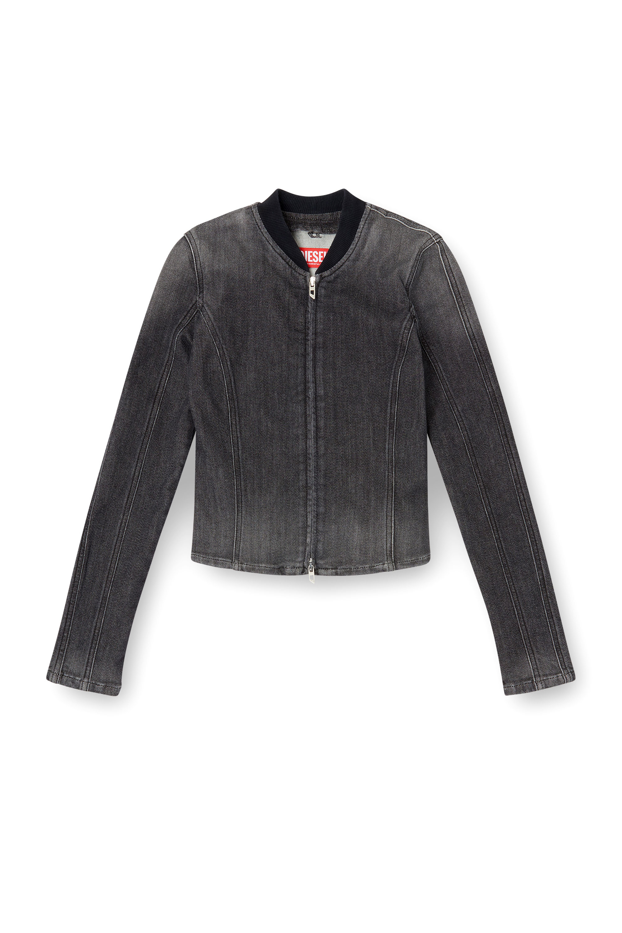 Diesel - DE-GARY-D JOGG, Chaqueta recortada en denim monocromático Mujer in Negro - 3