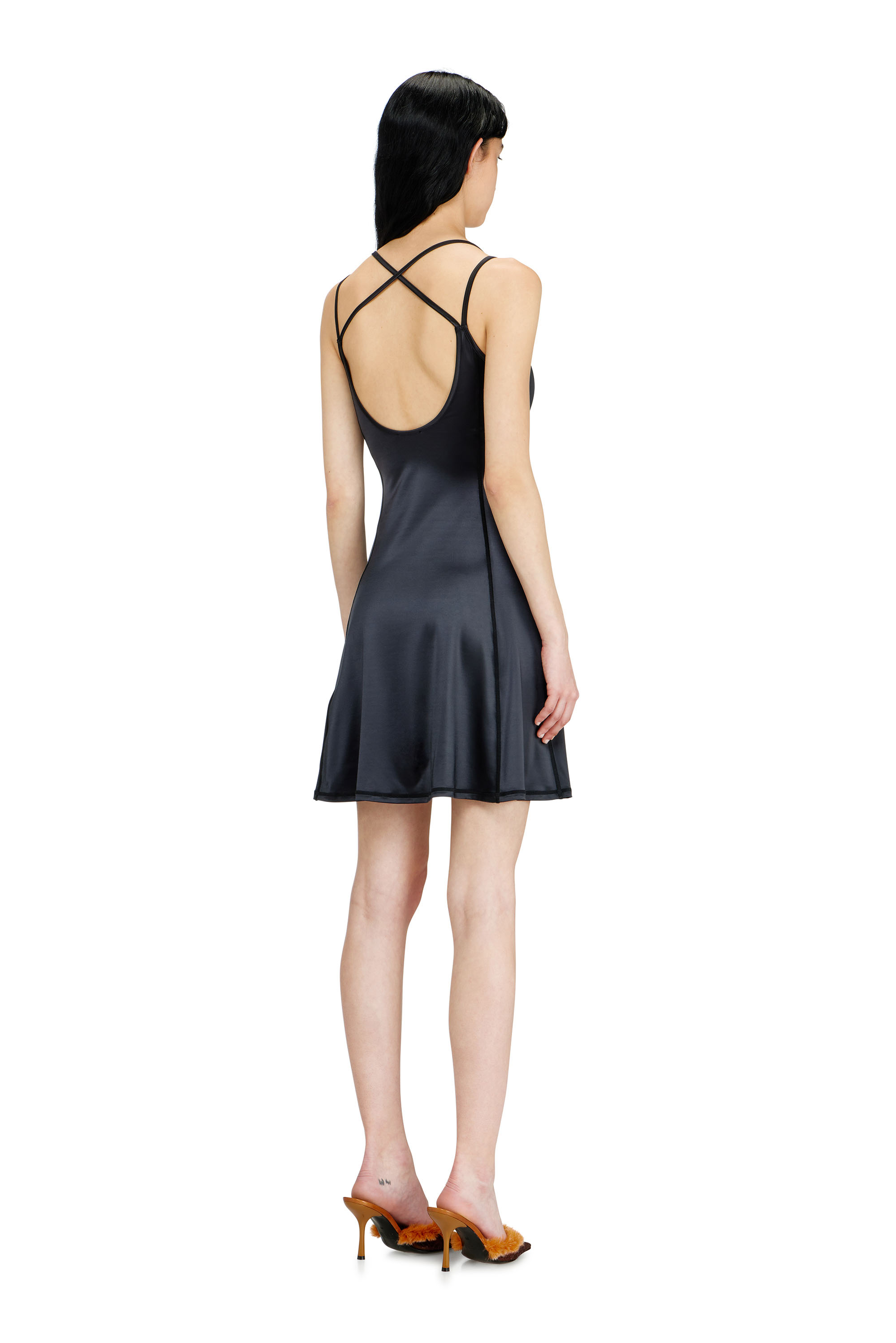 Diesel - D-IMMY, Vestido mini fluido con tirantes dobles Mujer in Negro - 4