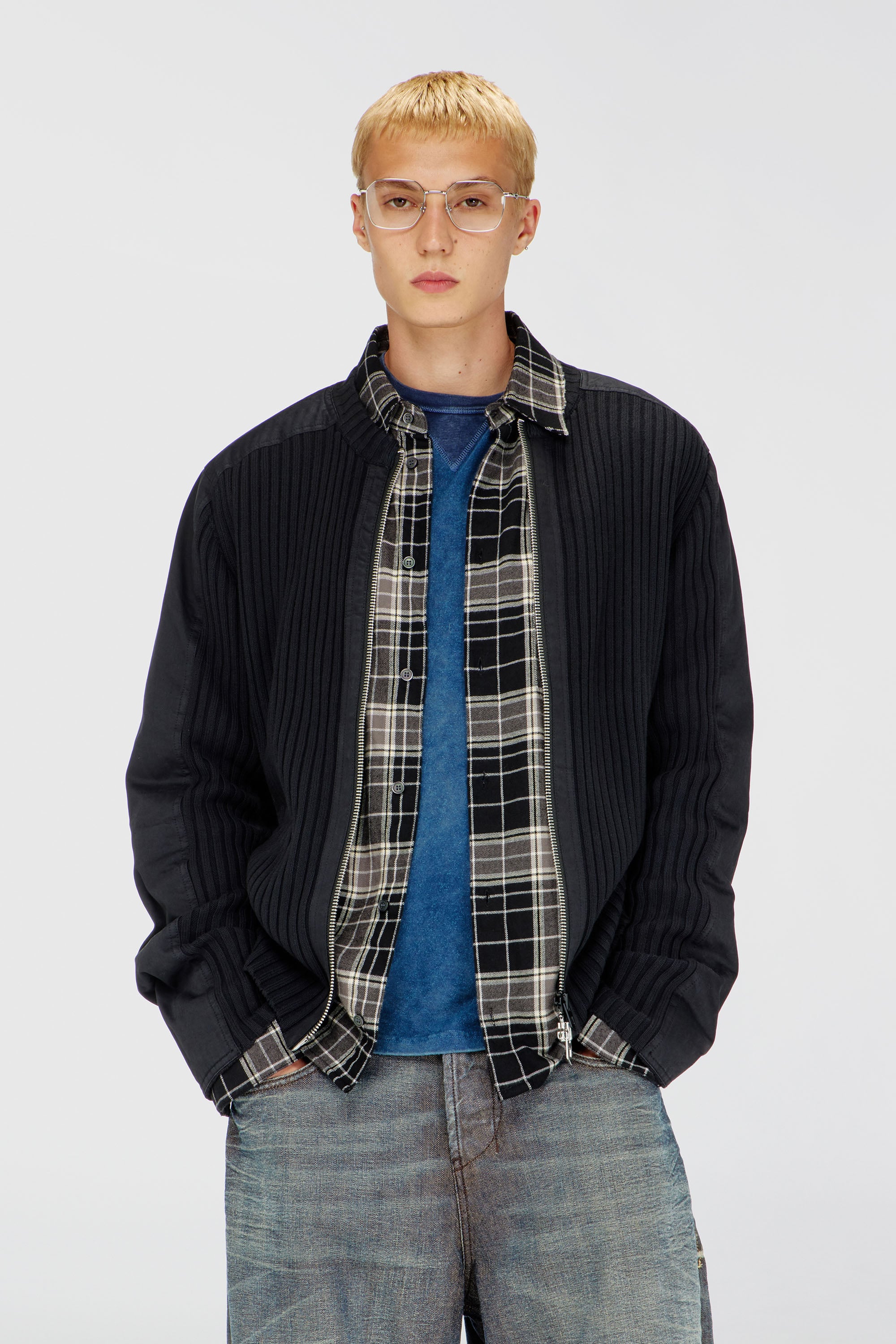Diesel - K-MATTY, C&aacute;rdigan con cremallera y paneles utility Hombre in Negro - 1