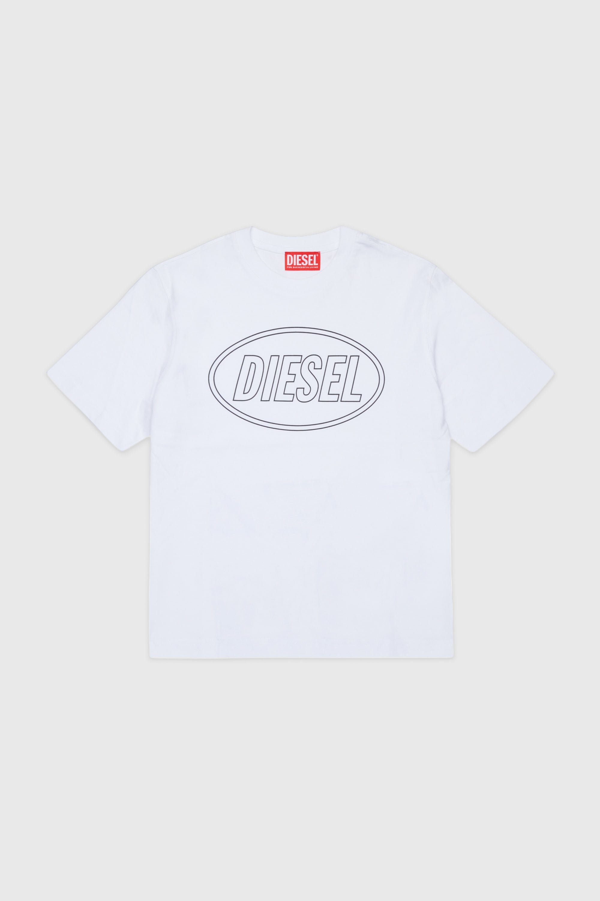 Diesel - TCIRCLE OVER, Man's Cotton T-shirt with Diesel print in White - 1