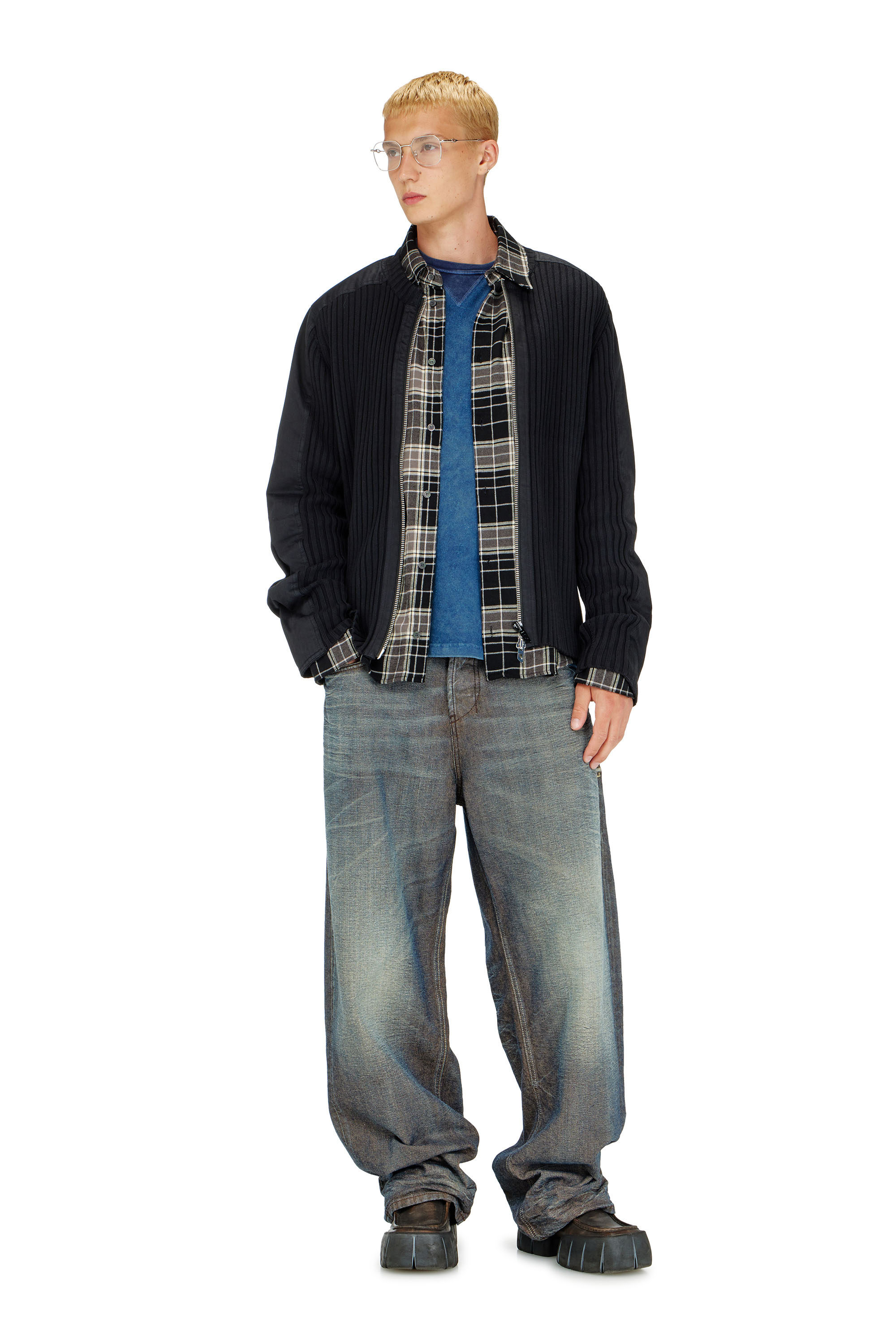 Diesel - K-MATTY, C&aacute;rdigan con cremallera y paneles utility Hombre in Negro - 2