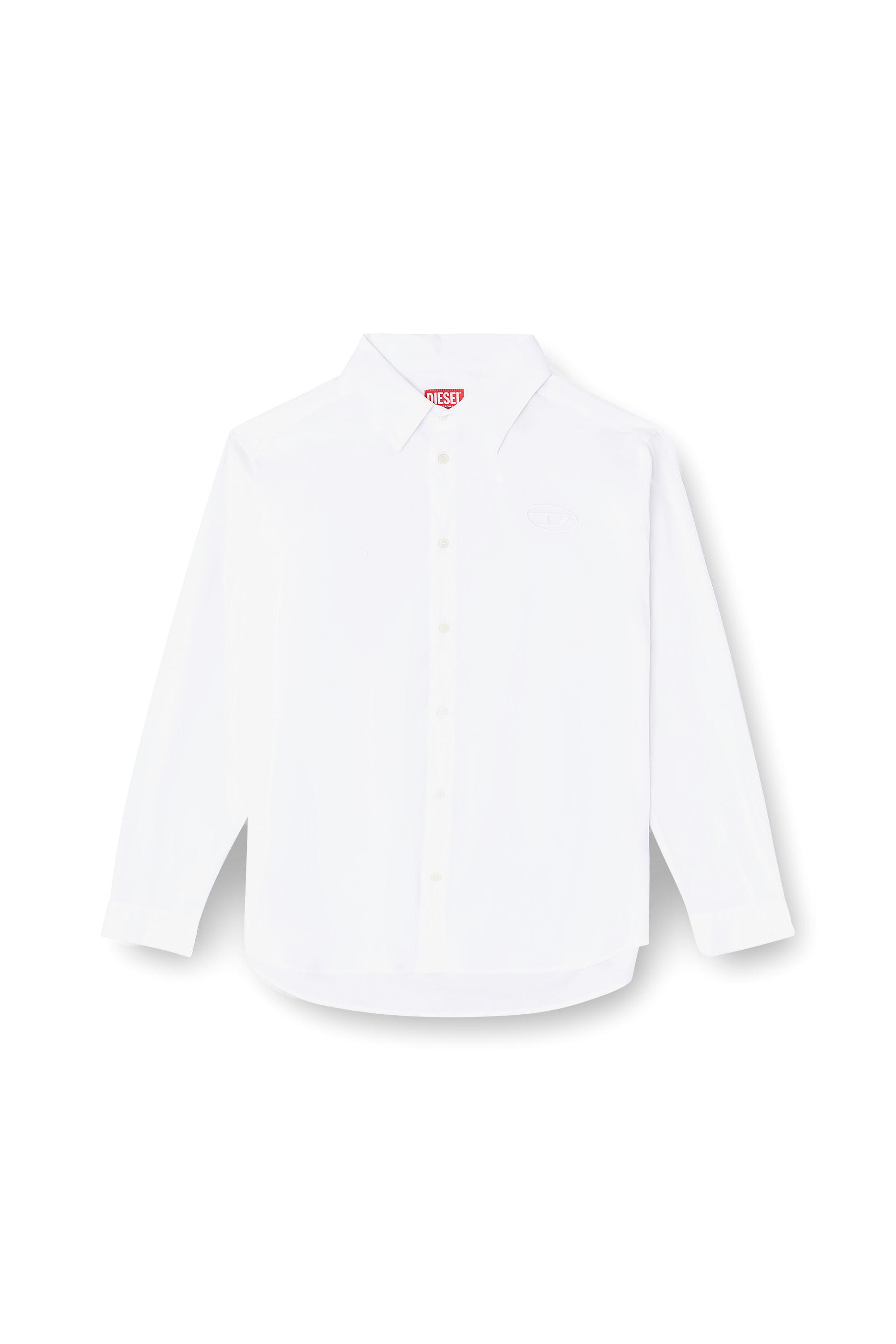 Diesel - S-SIMPLY-GSBH, Camisa de popelina el&aacute;stica con bordado Hombre in Blanco - 2