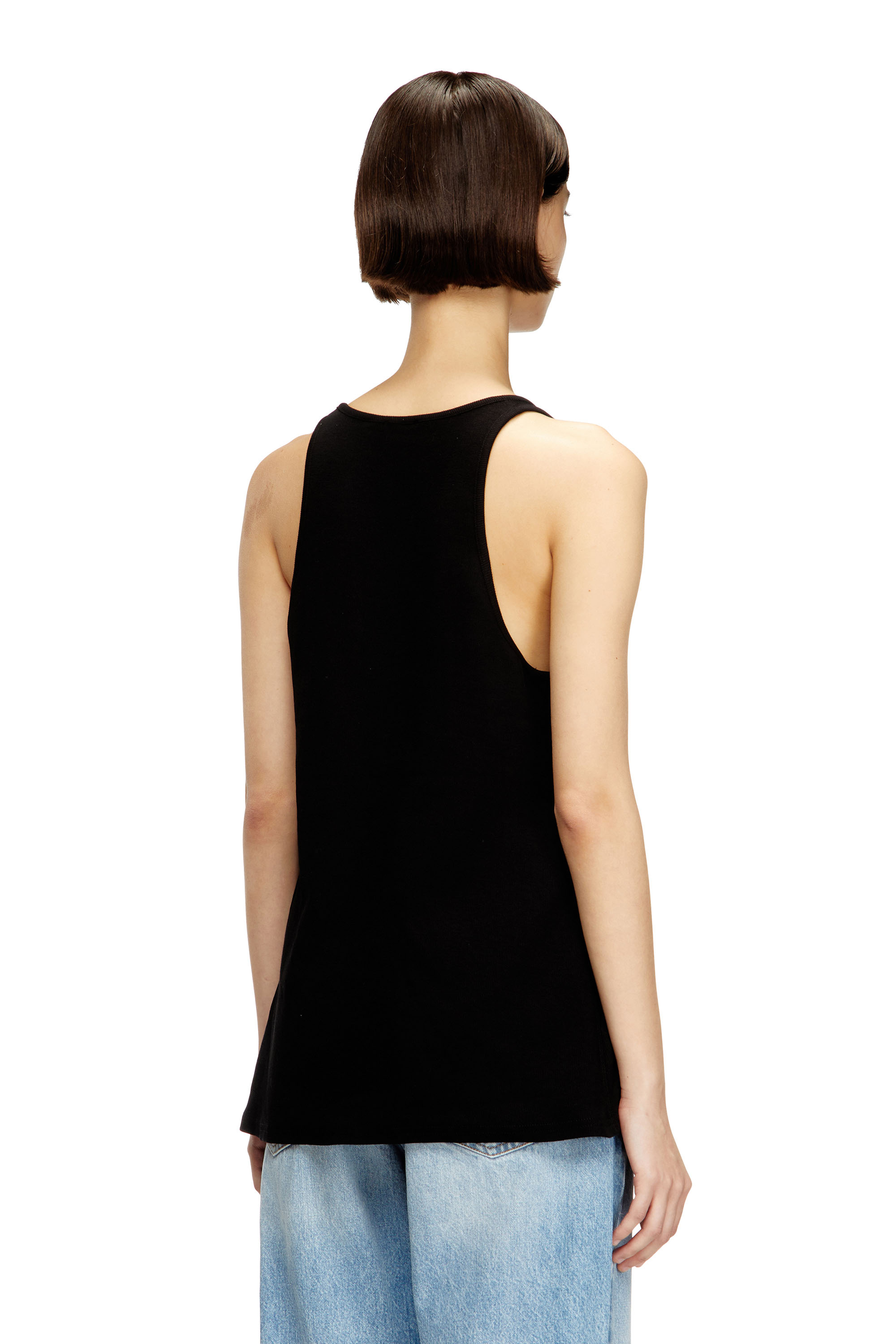 Diesel - T-IPSYA-LKDS, Camiseta con tirantes de canalé con Oval D Mujer in Negro - 4
