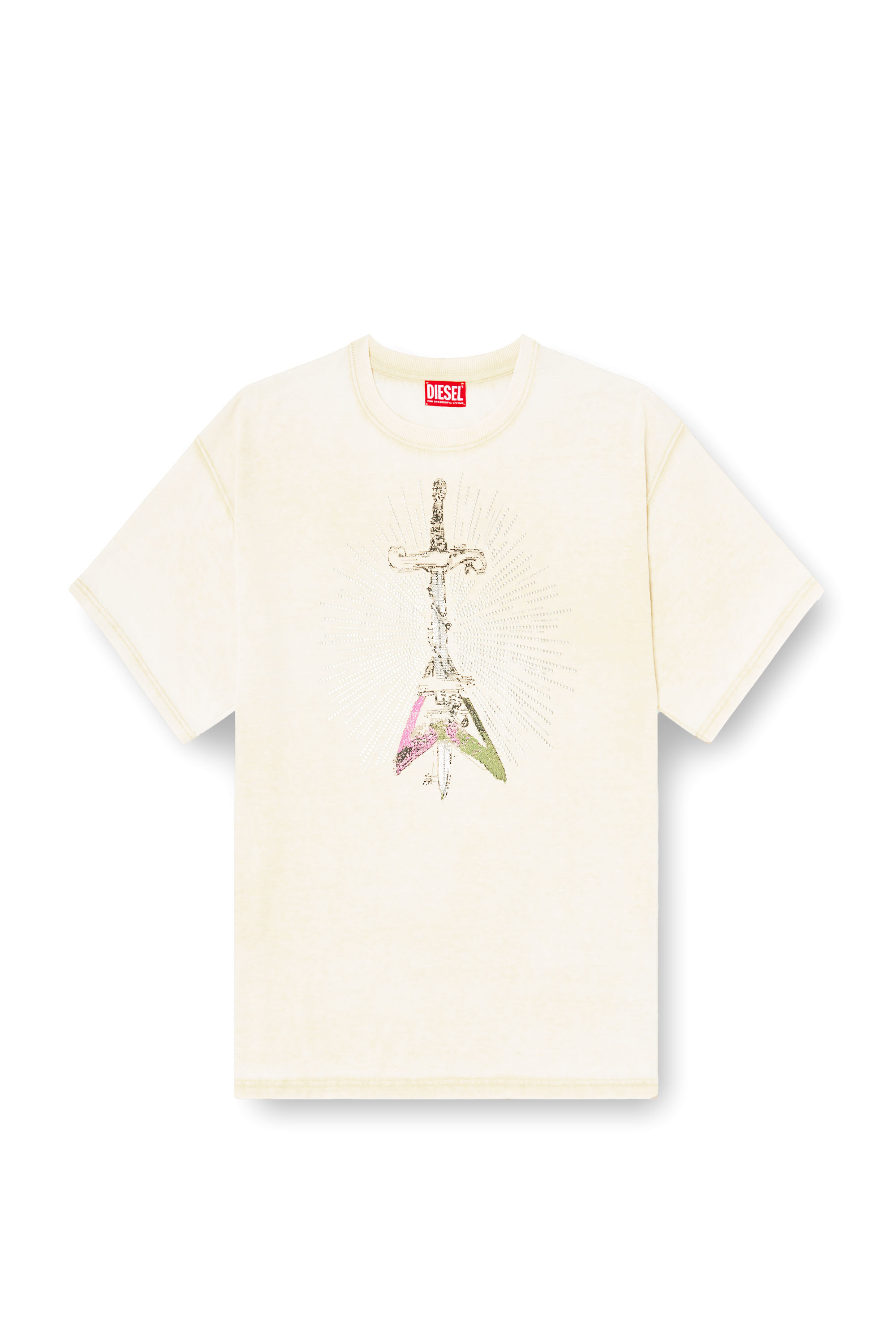 Diesel - T-BOXT-T18, Camiseta con estampado de espada Hombre in Beige - 3