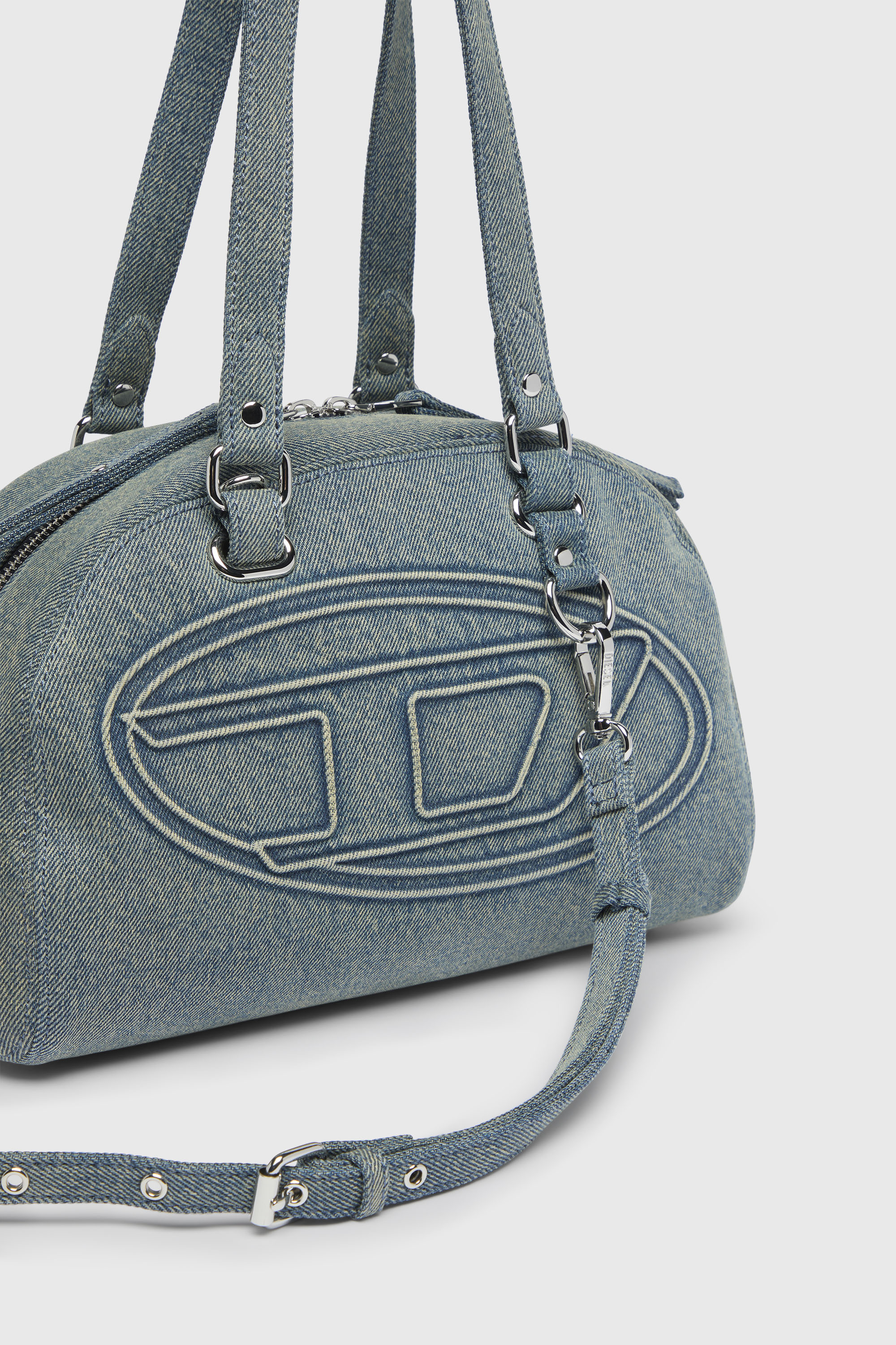 Diesel - 1DR DOME SOFT SHOULDER, 1DR Dome-Bolso de hombro de denim con logo Oval D Unisex in Azul marino - 6