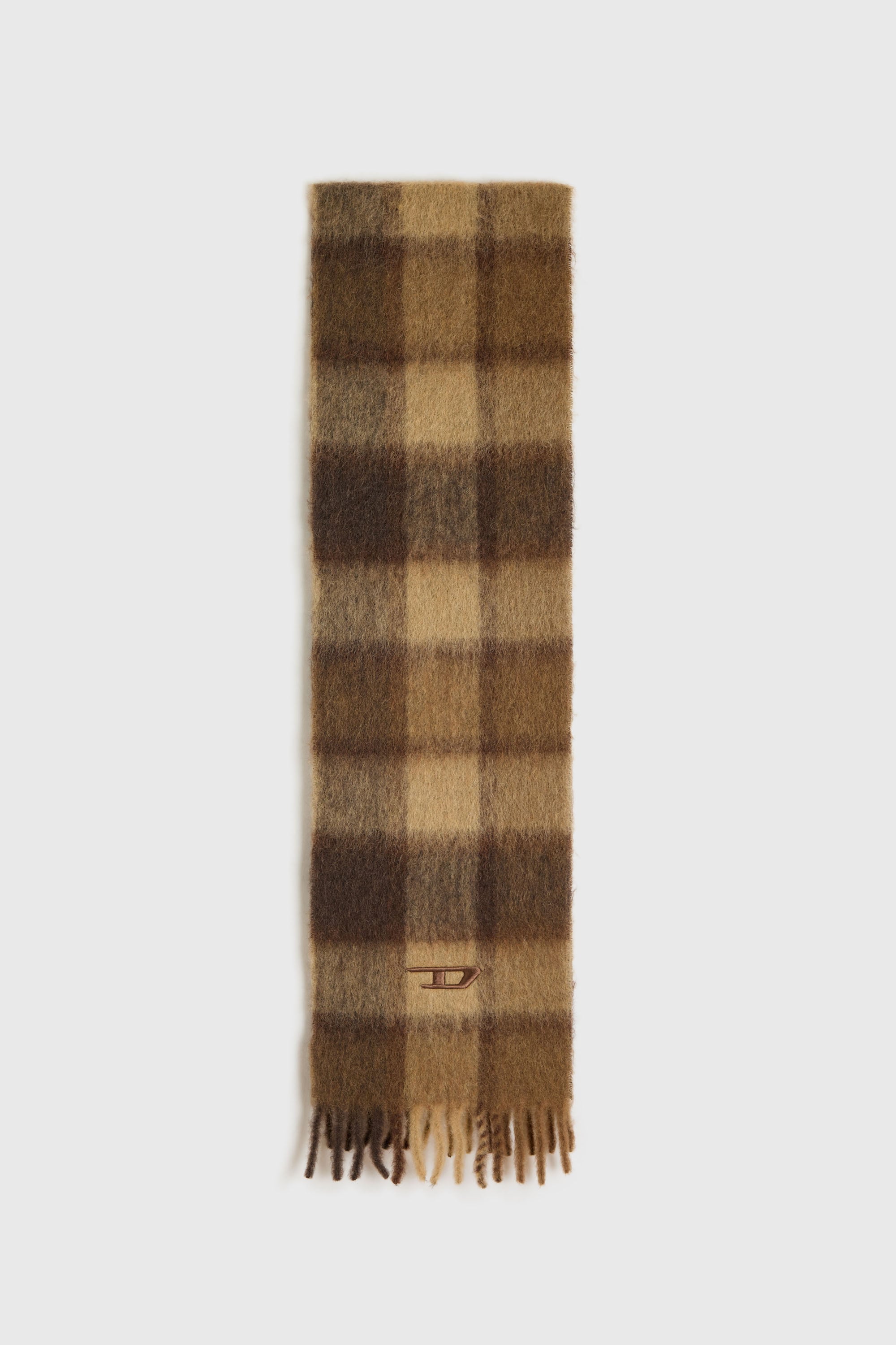 Diesel - S-IPON, Bufanda de cuadros en mezcla de alpaca y mohair Unisex in Marr&oacute;n - 1