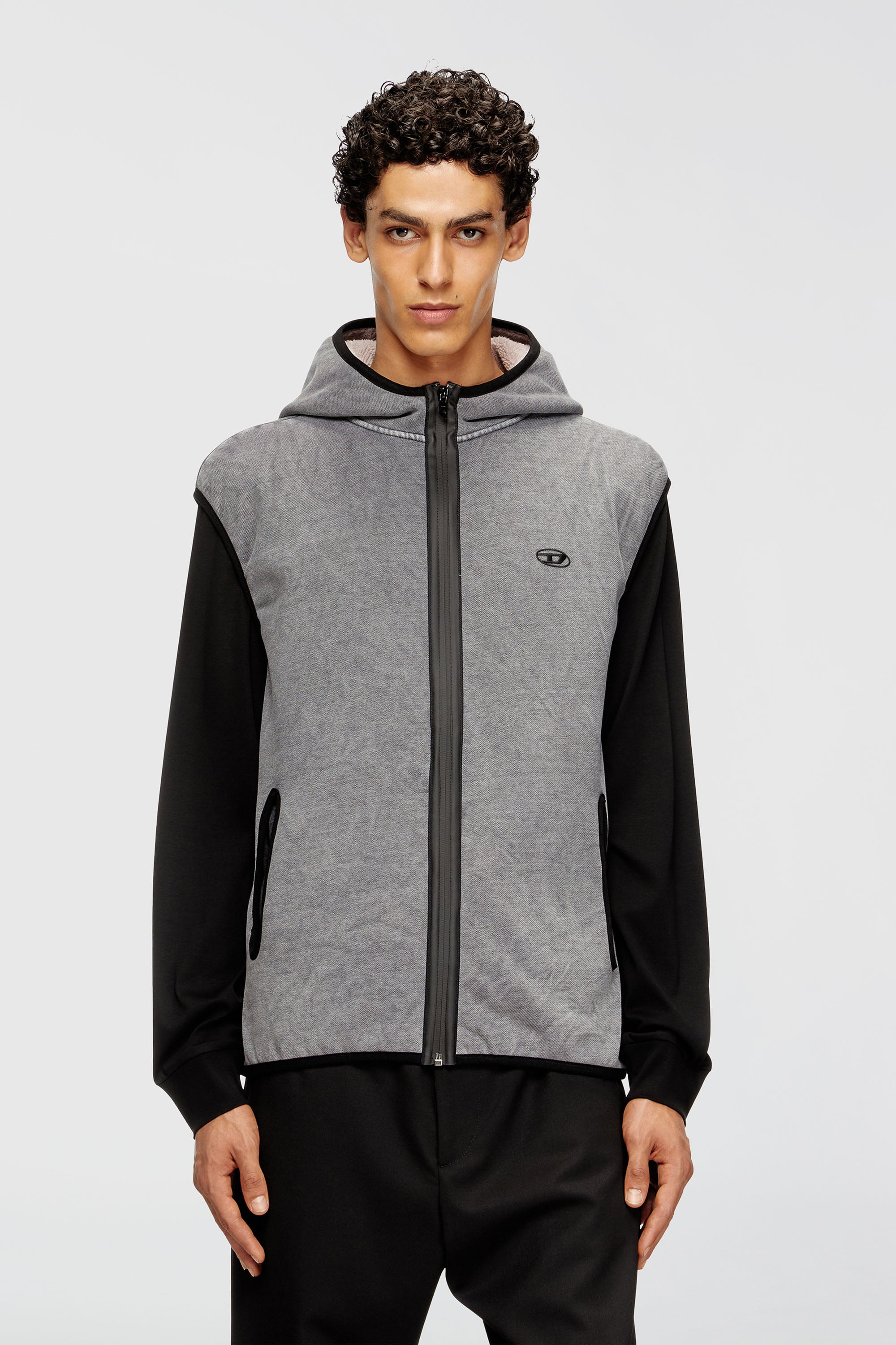 Diesel - S-HAKY-NEW, Sudadera sin mangas con cremallera Hombre in Gris - 1
