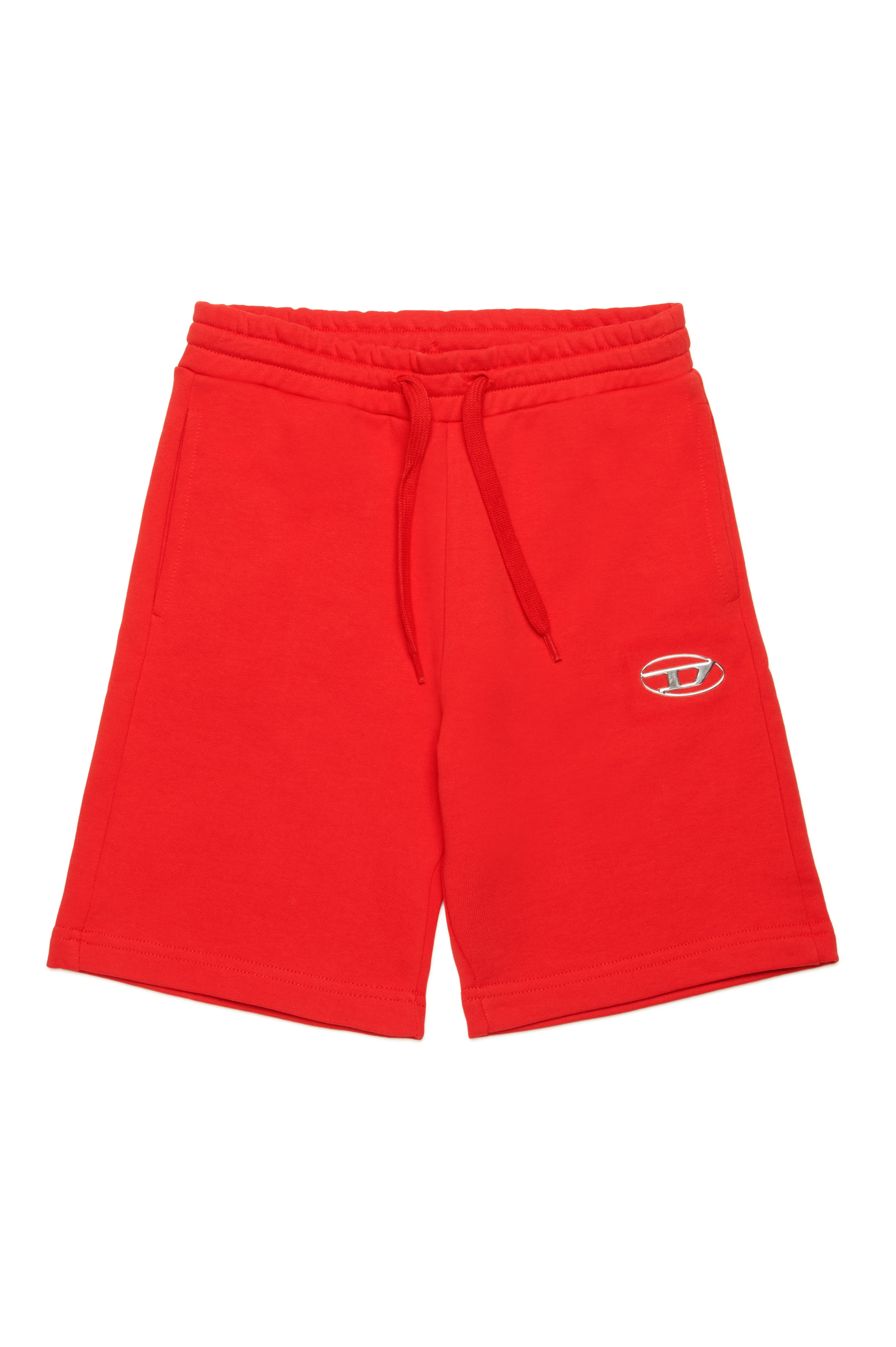 Diesel - PMACISHORT, Pantalones cortos deportivos con efecto metálico y logotipo Oval D Hombre in Rojo - 1