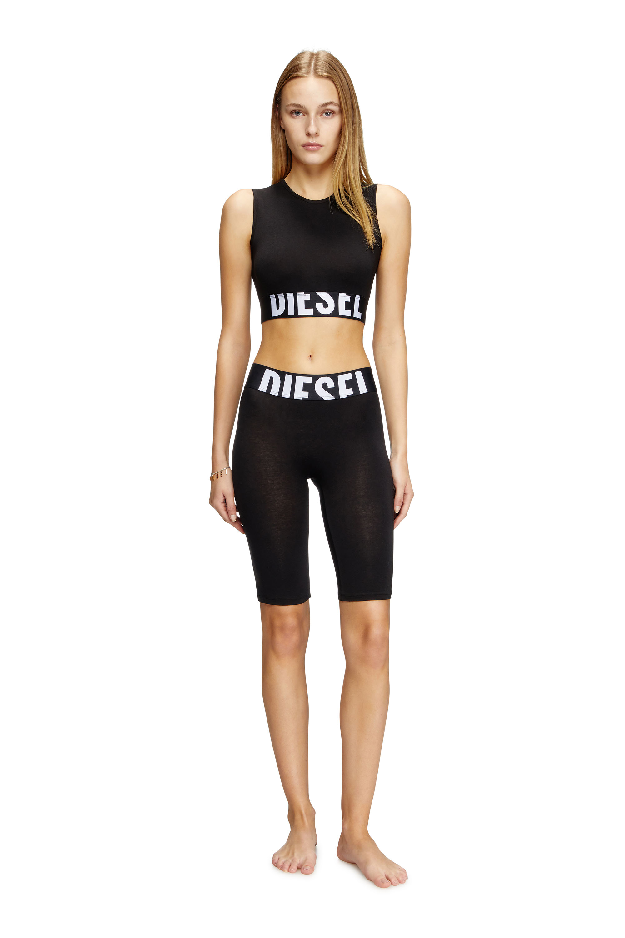 Diesel - IVA-D-POP, Pantalones cortos con logotipo recortado Mujer in Negro - 1