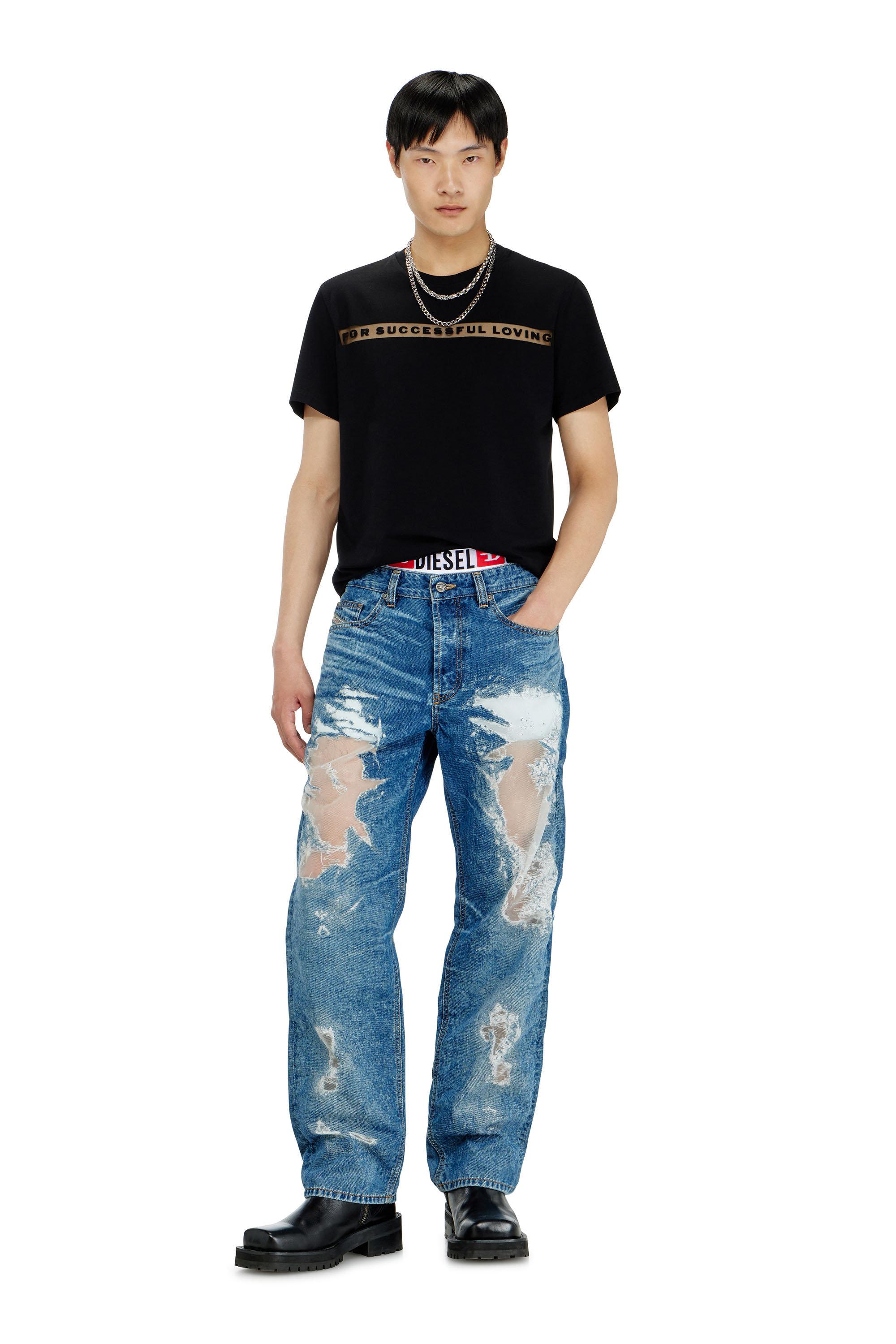 Diesel - PR-T-NOTS-CHI-R, Camiseta con logo For Successful Loving Unisex in Negro - 4