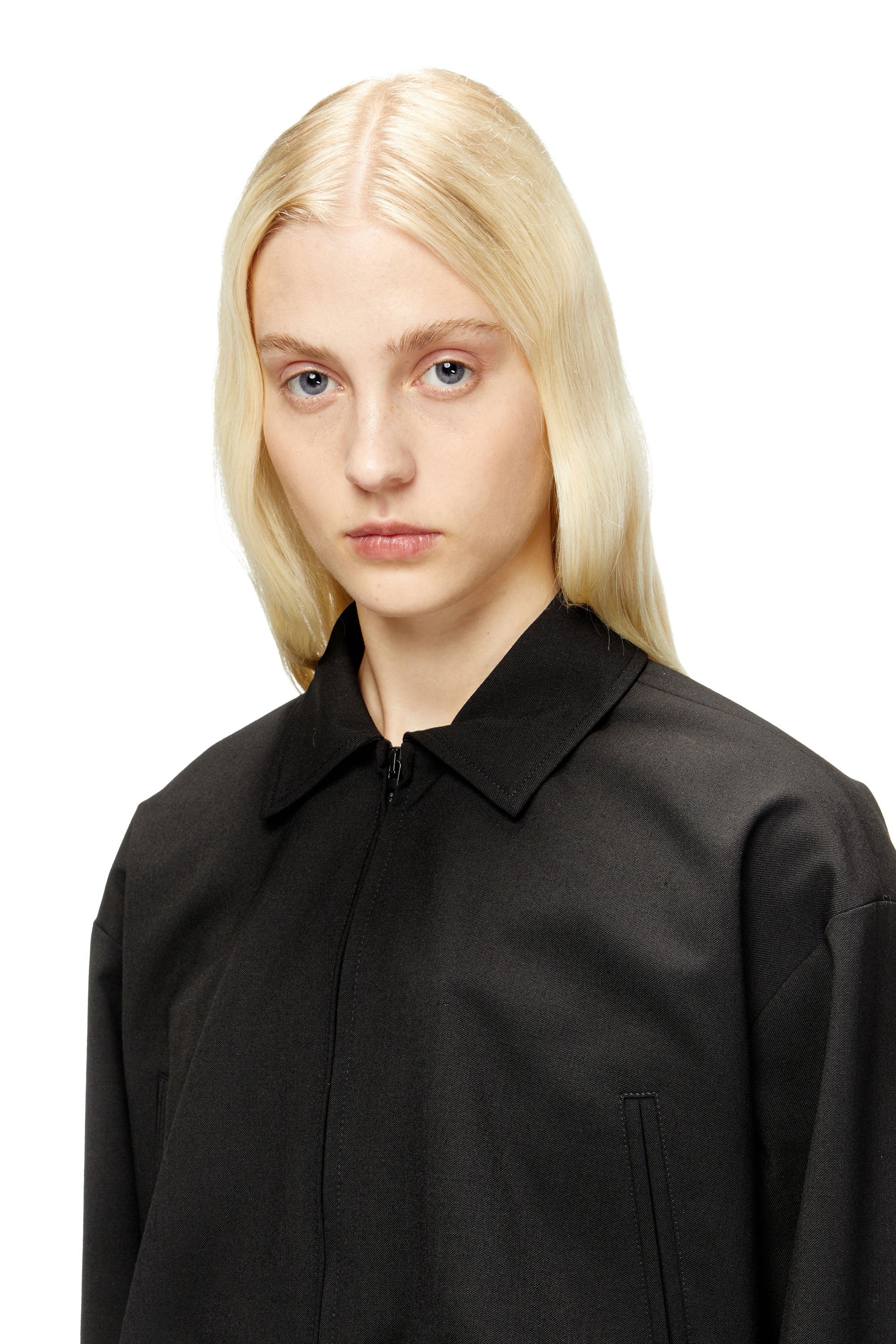 J-TING-FEM-R2, Negro Diesel - J-TING-FEM-R2, Chaqueta recortada en tejido sartorial y nylon Mujer in Negro - 5