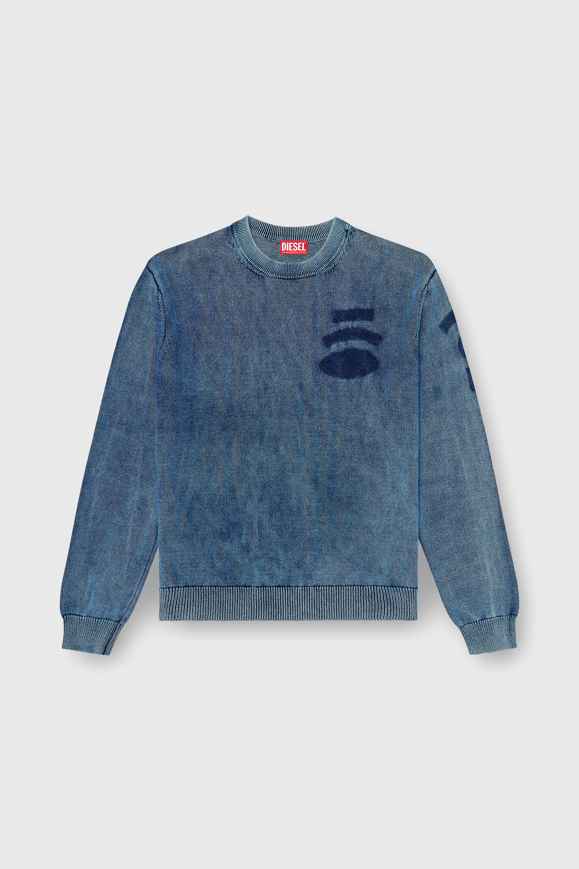 Diesel - K-PERNE, Jersey efecto denim con detalles de patch Hombre in Azul marino - 2