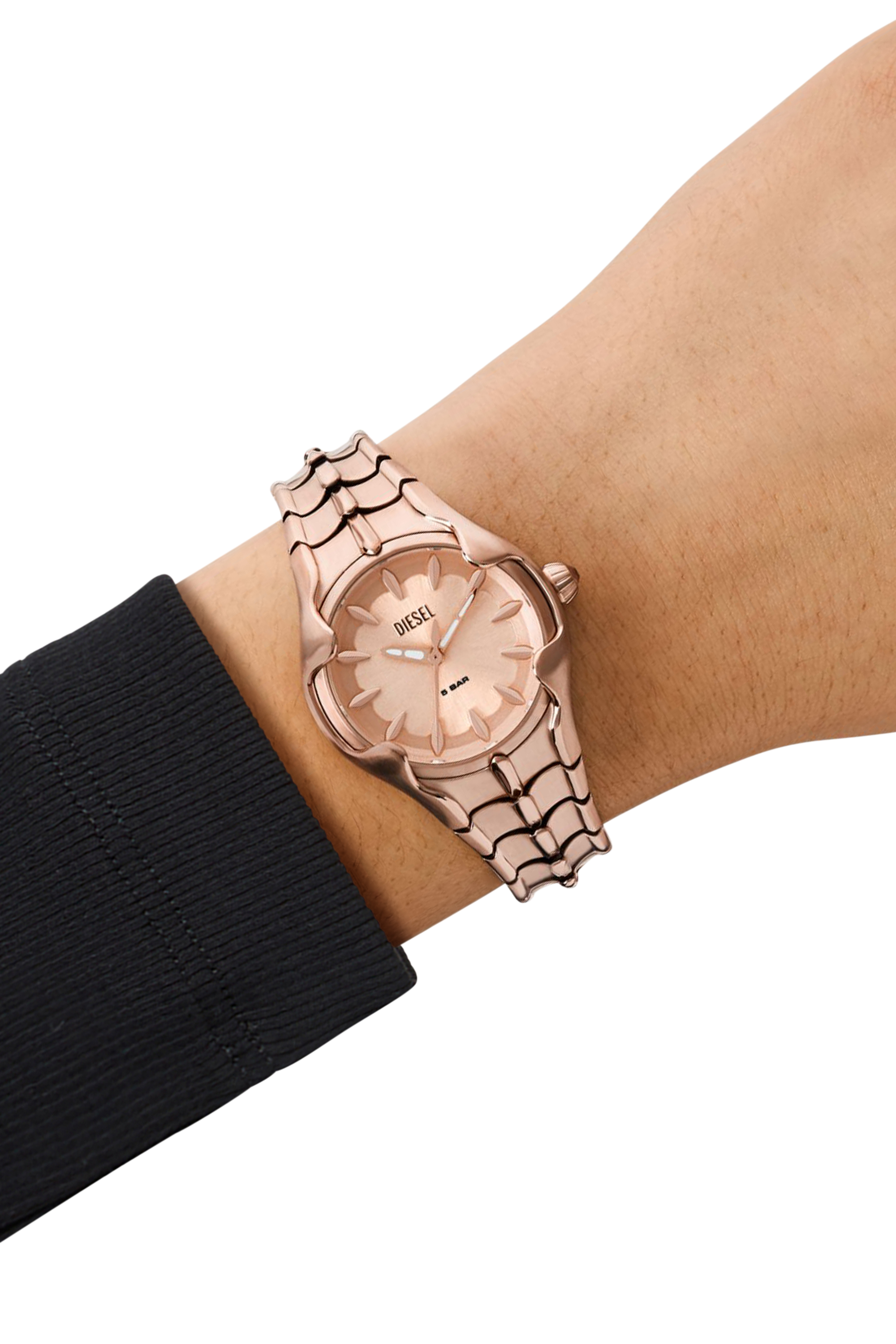 Diesel - DZ5604, Reloj Vert de acero inoxidable en tono dorado rosa con movimiento de tres agujas Mujer in Rosa - 4