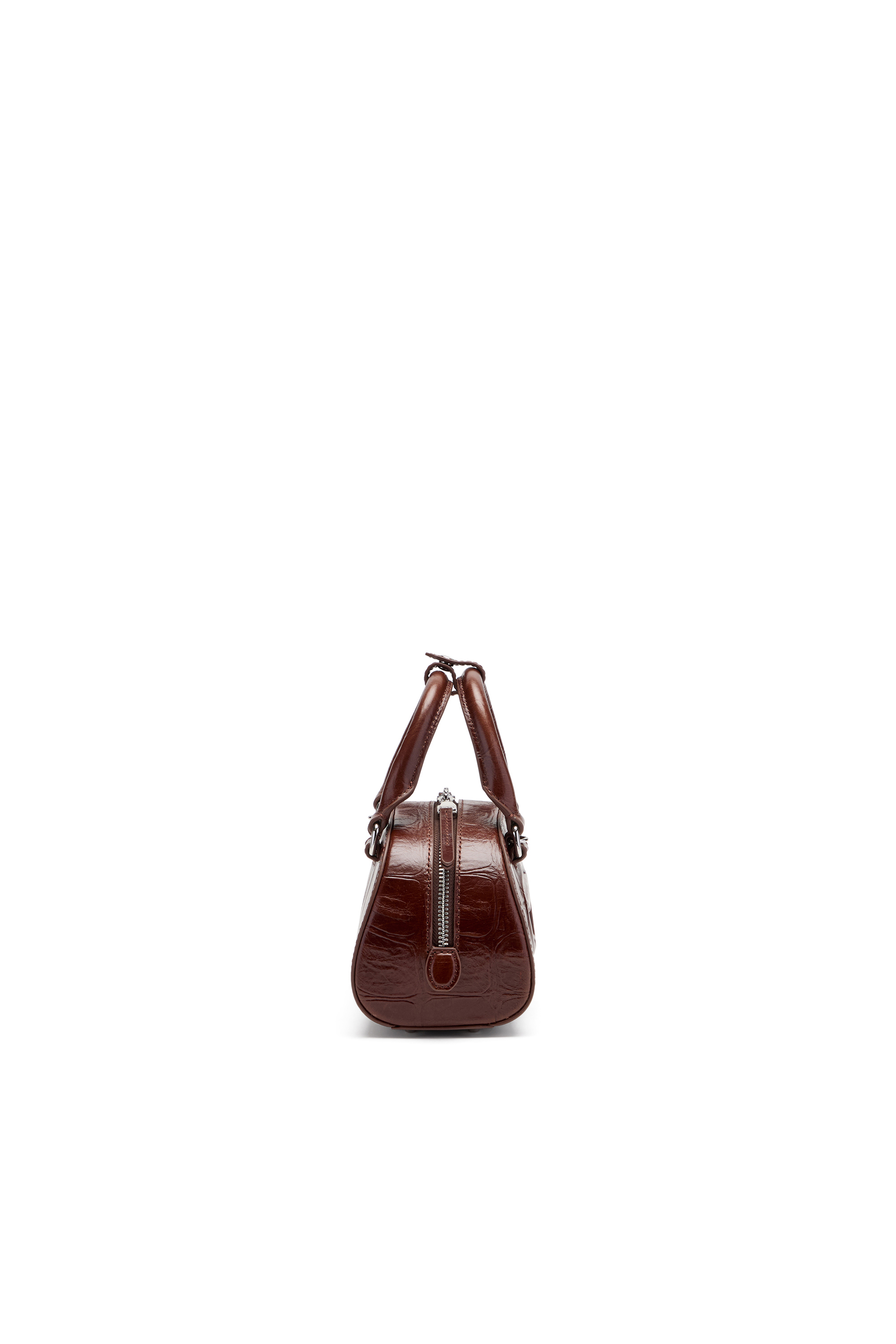 Diesel - 1DR DOME CROSSBODY, Bolso bowling Dome-Mini 1DR en piel efecto cocodrilo Mujer in Marr&oacute;n - 4