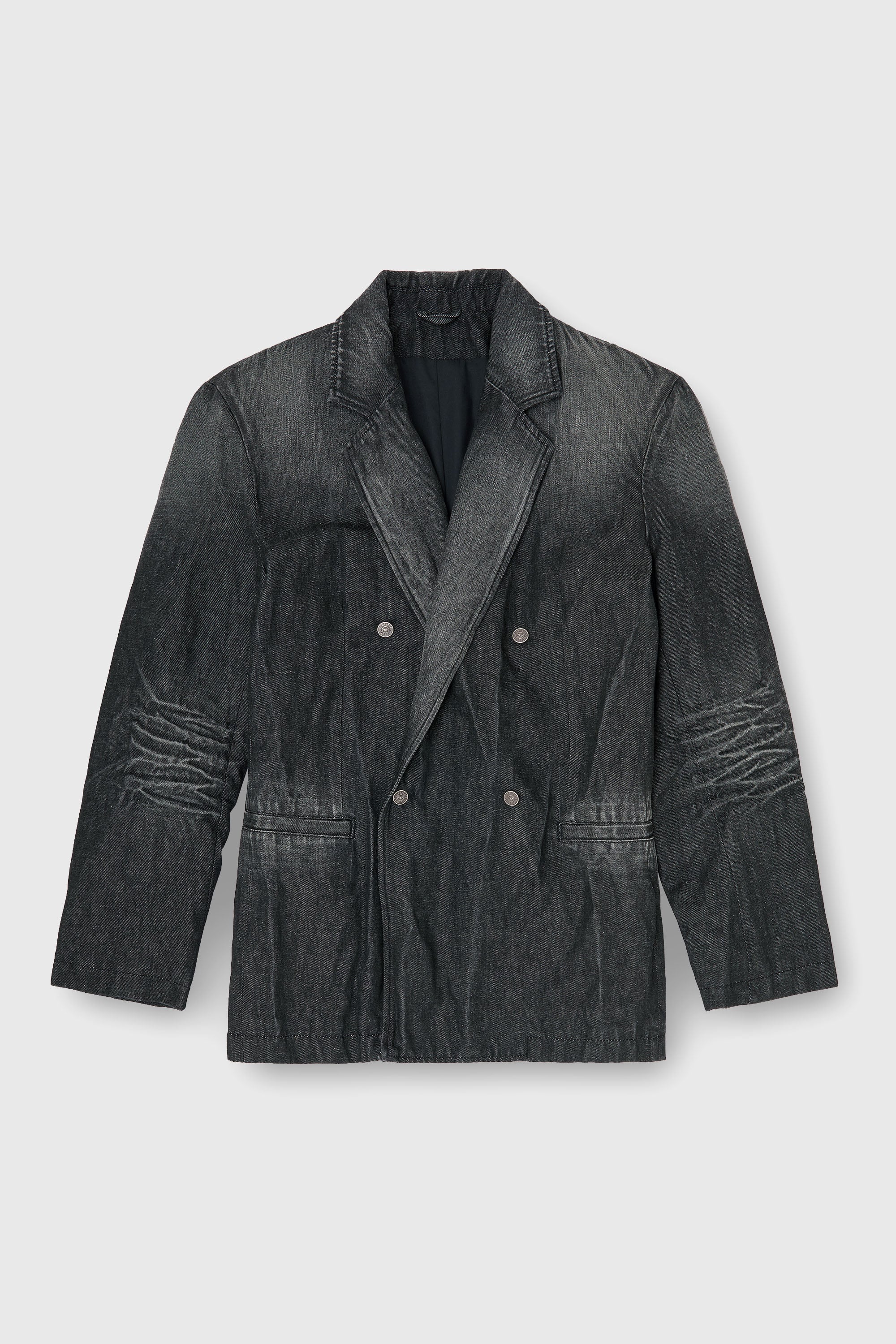 Diesel - D-KOT-FSJ, Americana cruzada de denim arrugado Hombre in Negro - 2