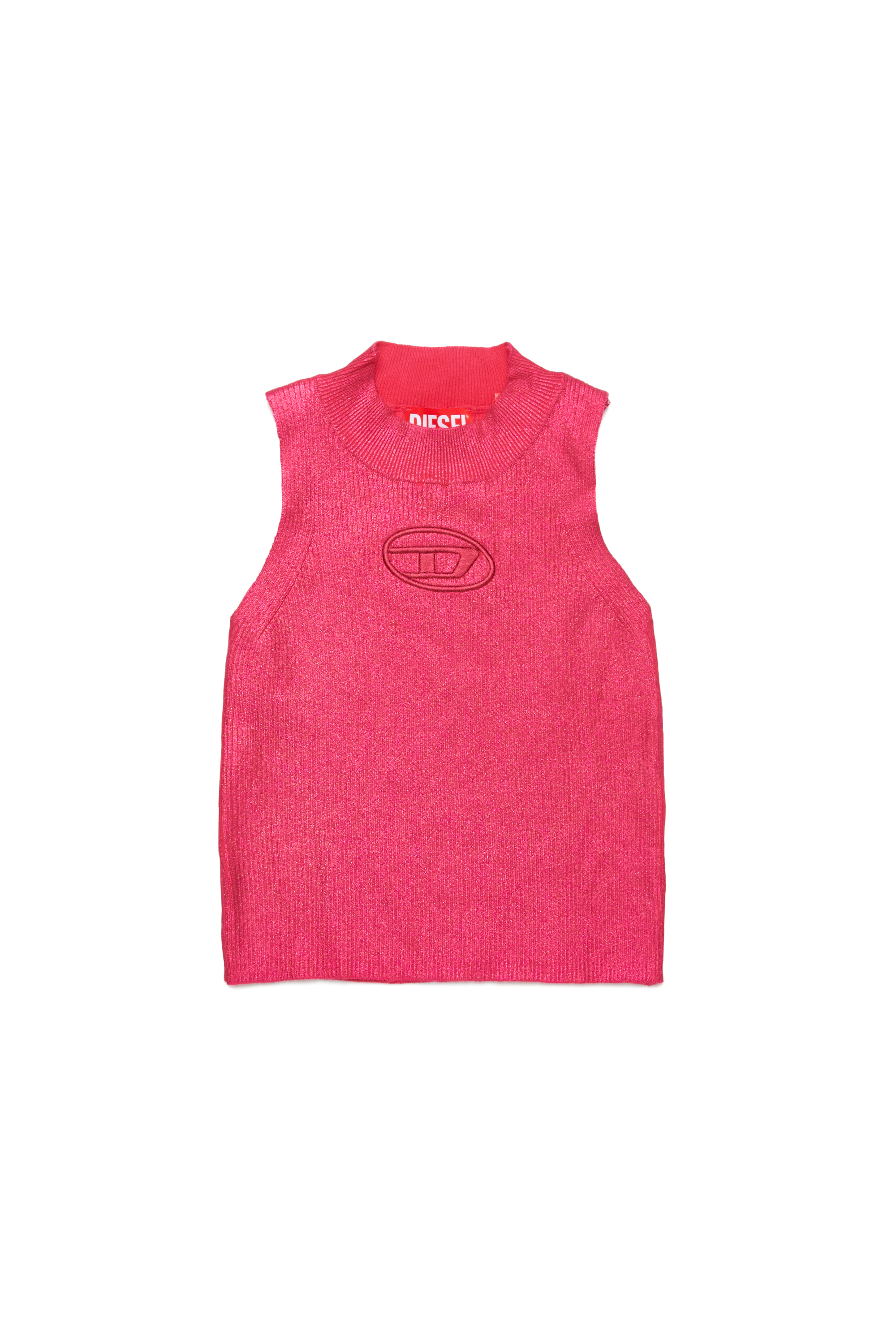 Diesel - KMONERVAXTOP, Camiseta con tirantes de tejido en canalé metálico Mujer in Rosa - 1