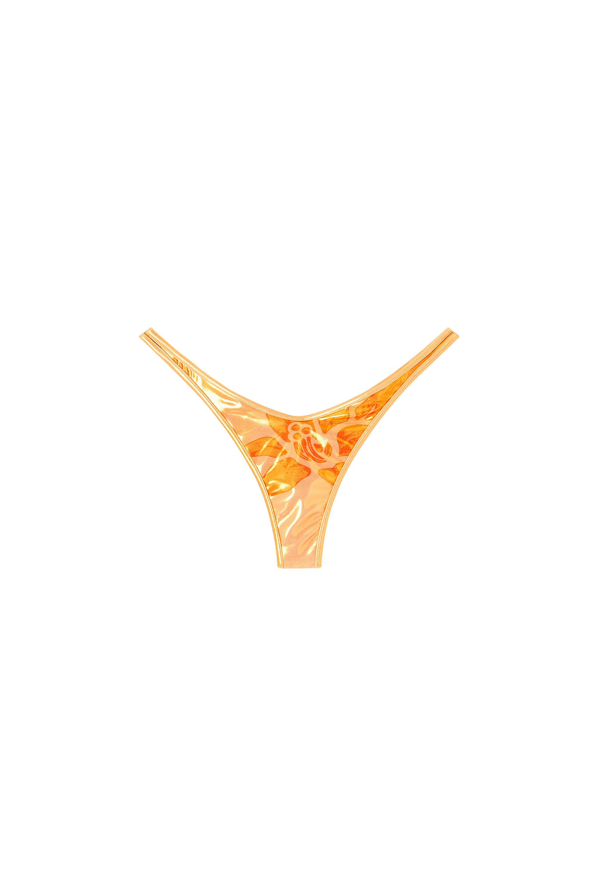 Diesel - MICRO-PUNCHY-D-CORE, Tanga de bikini metálico con estampado de loto Mujer in Naranja - 4