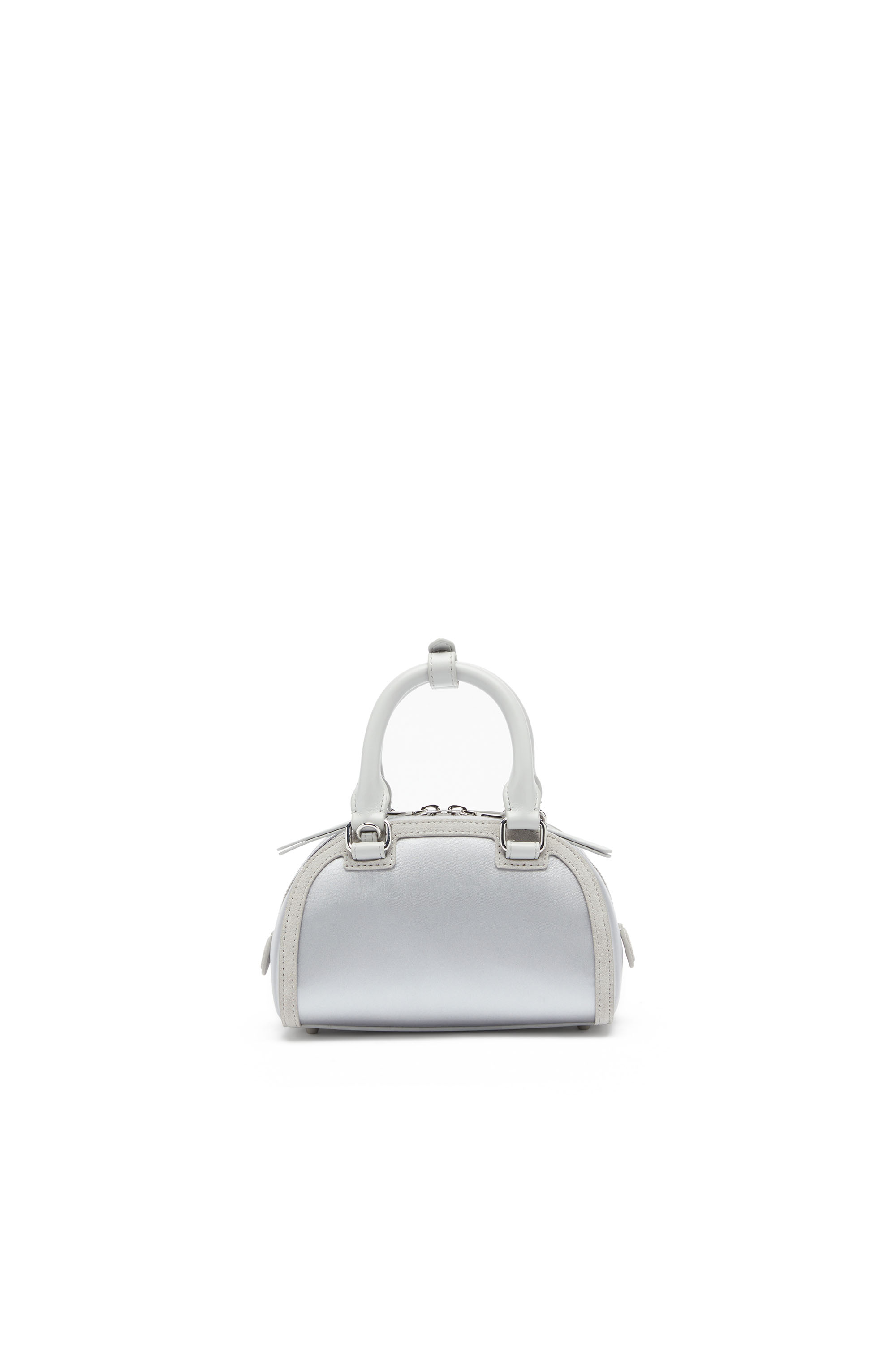 Diesel - 1DR DOME CROSSBODY, 1DR Dome - Mini bolso bandolera de sat&eacute;n y ante Mujer in Plateado - 3