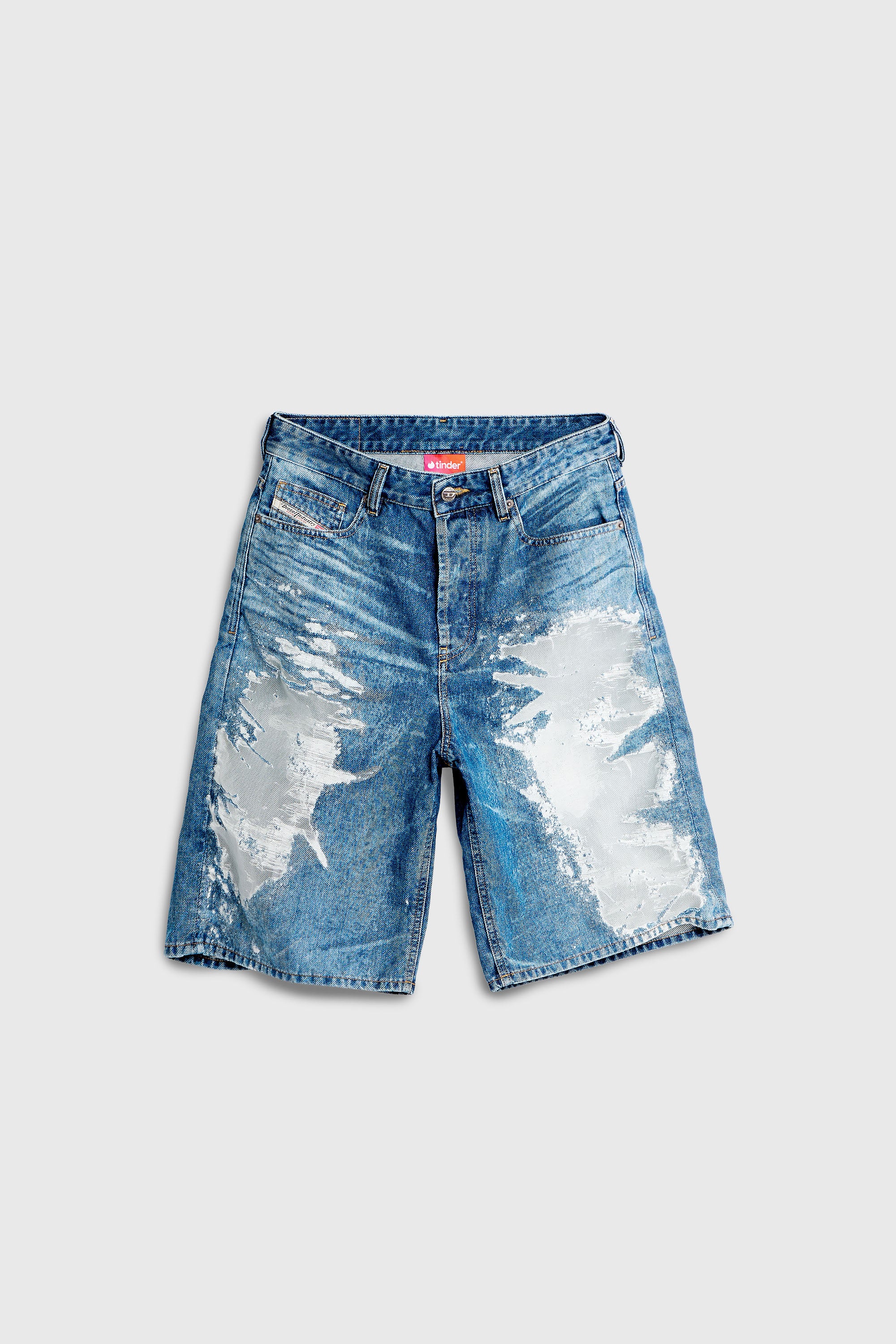 Diesel - PR-DE-SIRE-SHORT, Shorts de denim devor&eacute; Unisex in Azul marino - 3