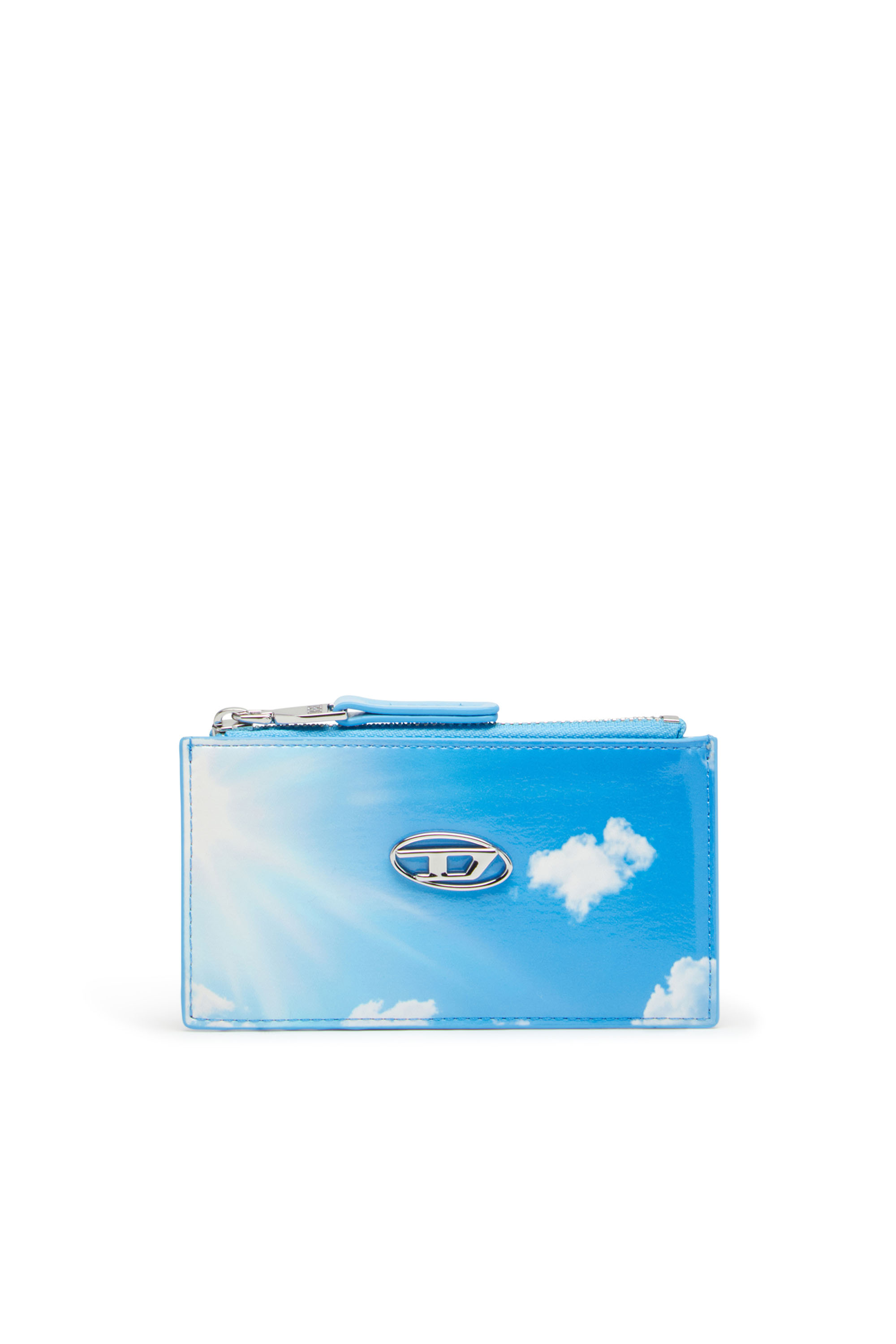 Diesel - PLAY CARD HOLDER III, Tarjetero de poliuretano brillante estampado Mujer in Azul marino - 1