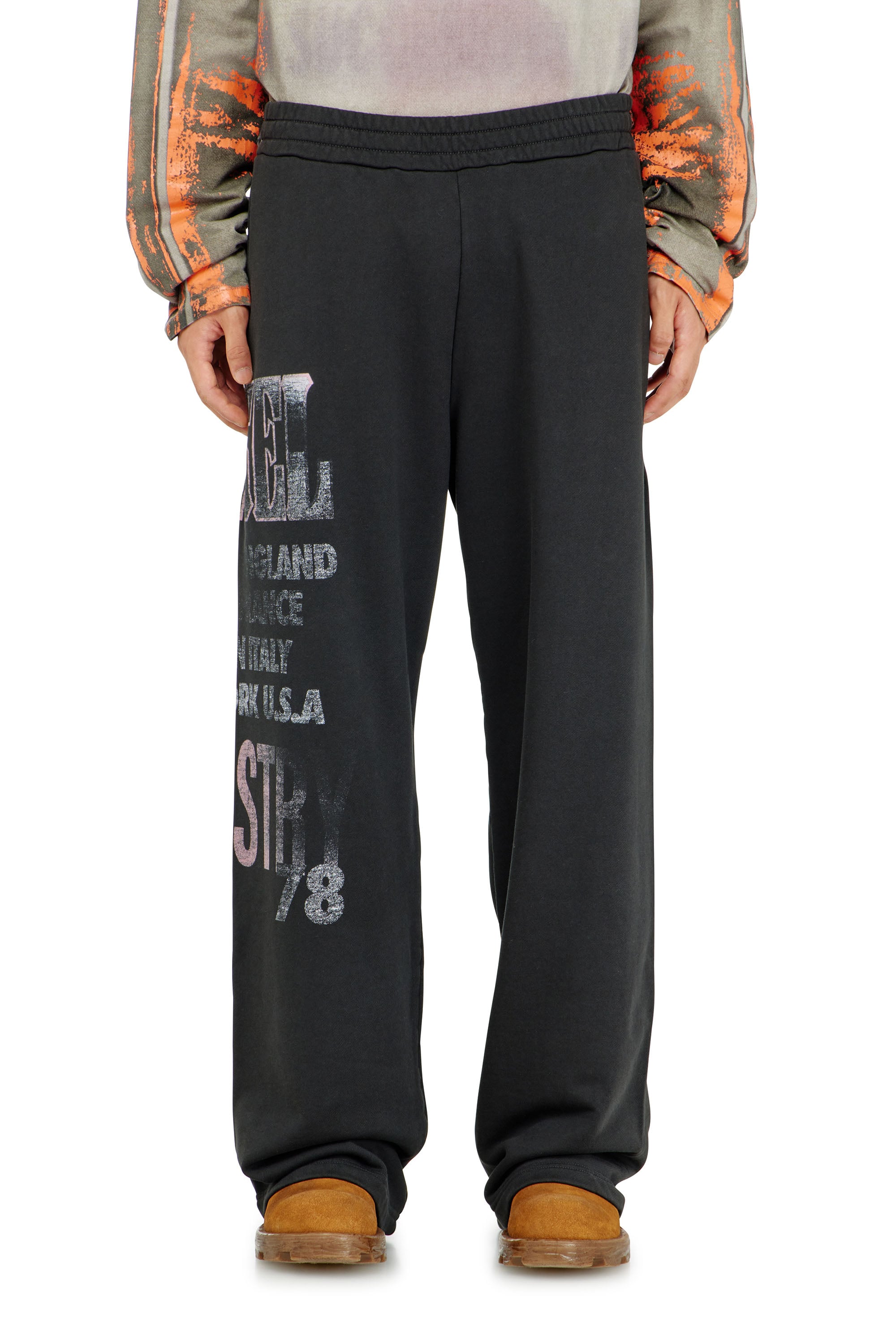 Diesel - P-ILL, Pantal&oacute;n de ch&aacute;ndal con gr&aacute;ficos de concierto Hombre in Negro - 2