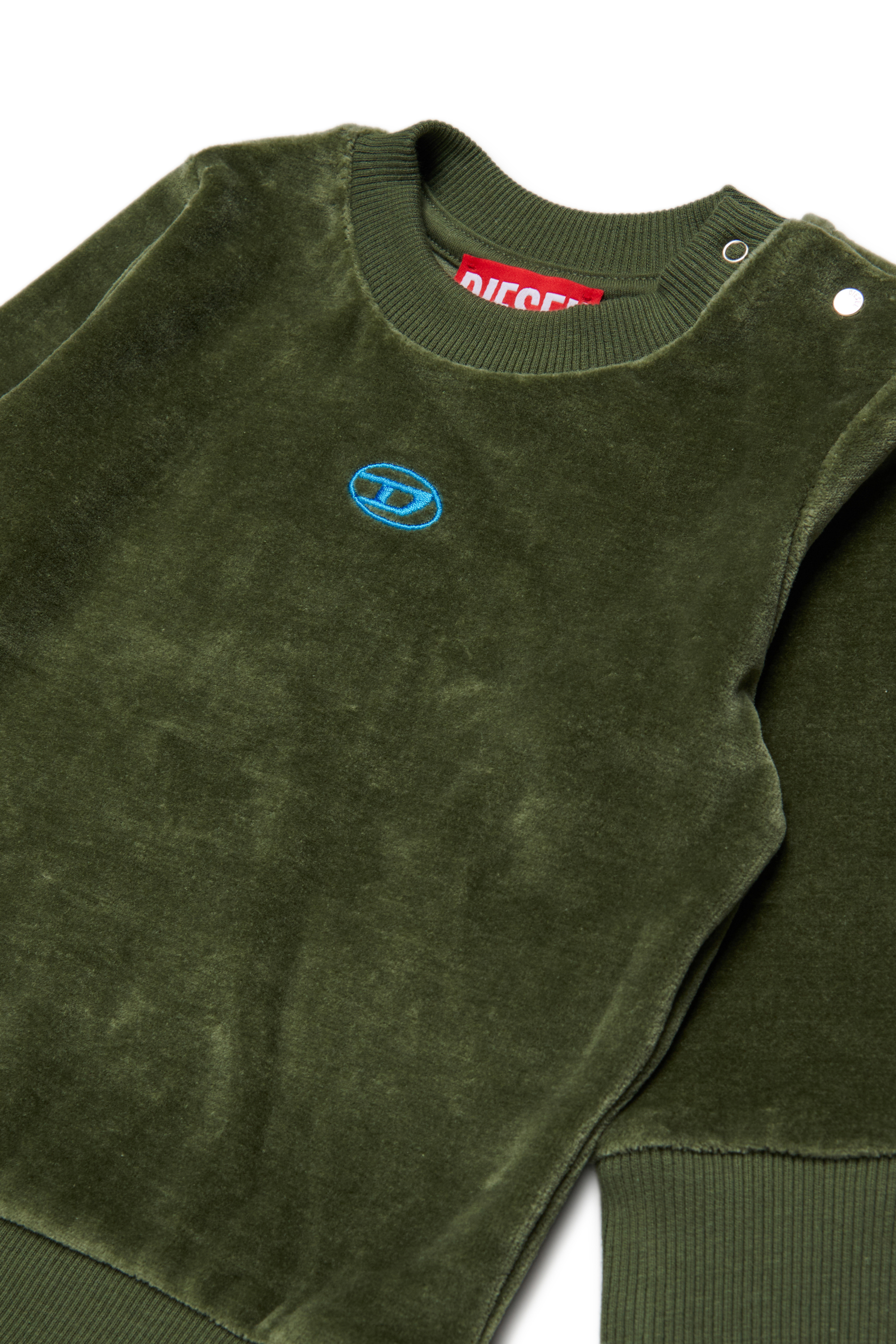 Diesel - SHENIB, Sudadera de terciopelo con bordado Oval D Hombre in Verde - 3