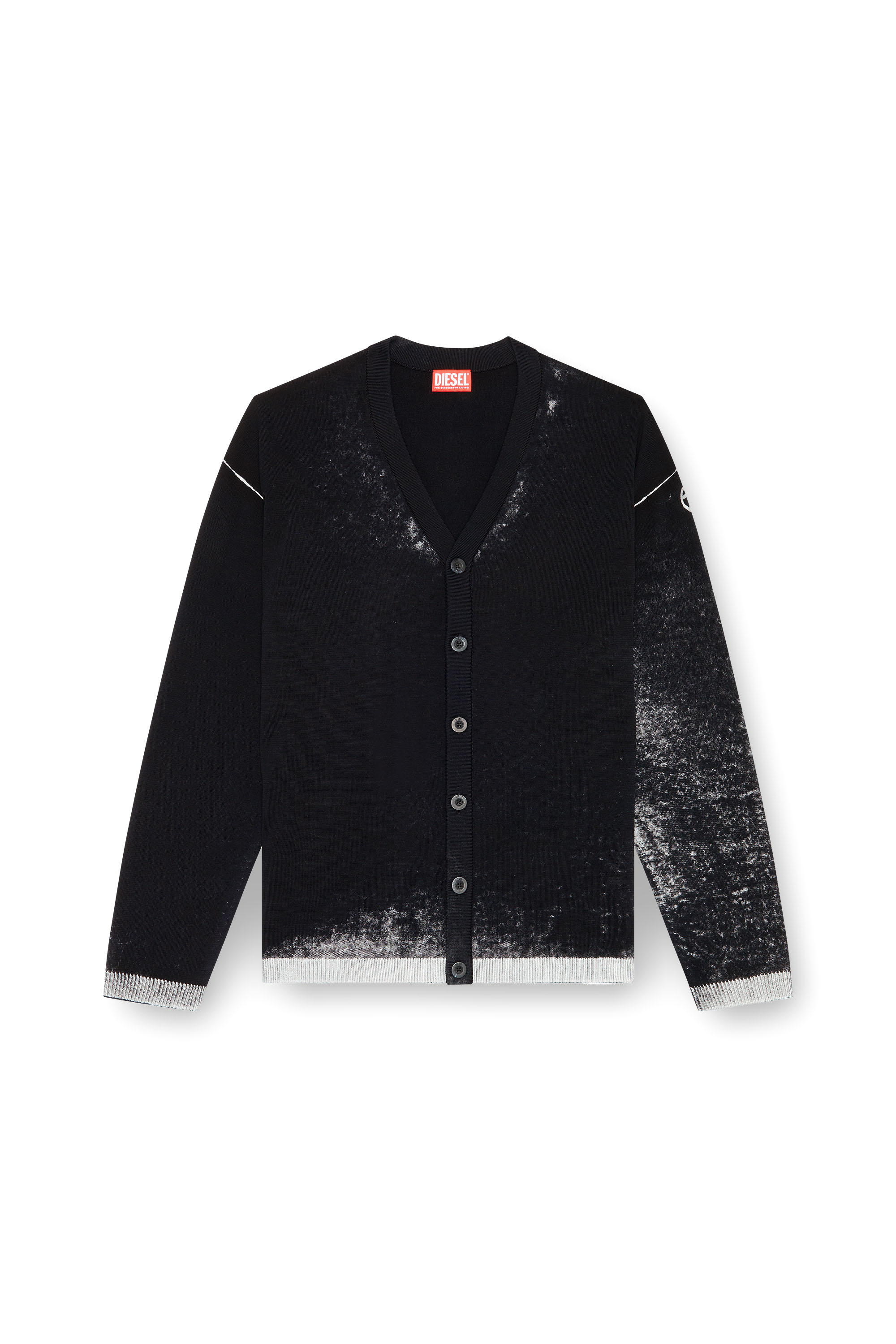 Diesel - K-LARENCE-CARDIGAN-B, Chaqueta de punto de algodón con estampado invertido Hombre in Negro - 3