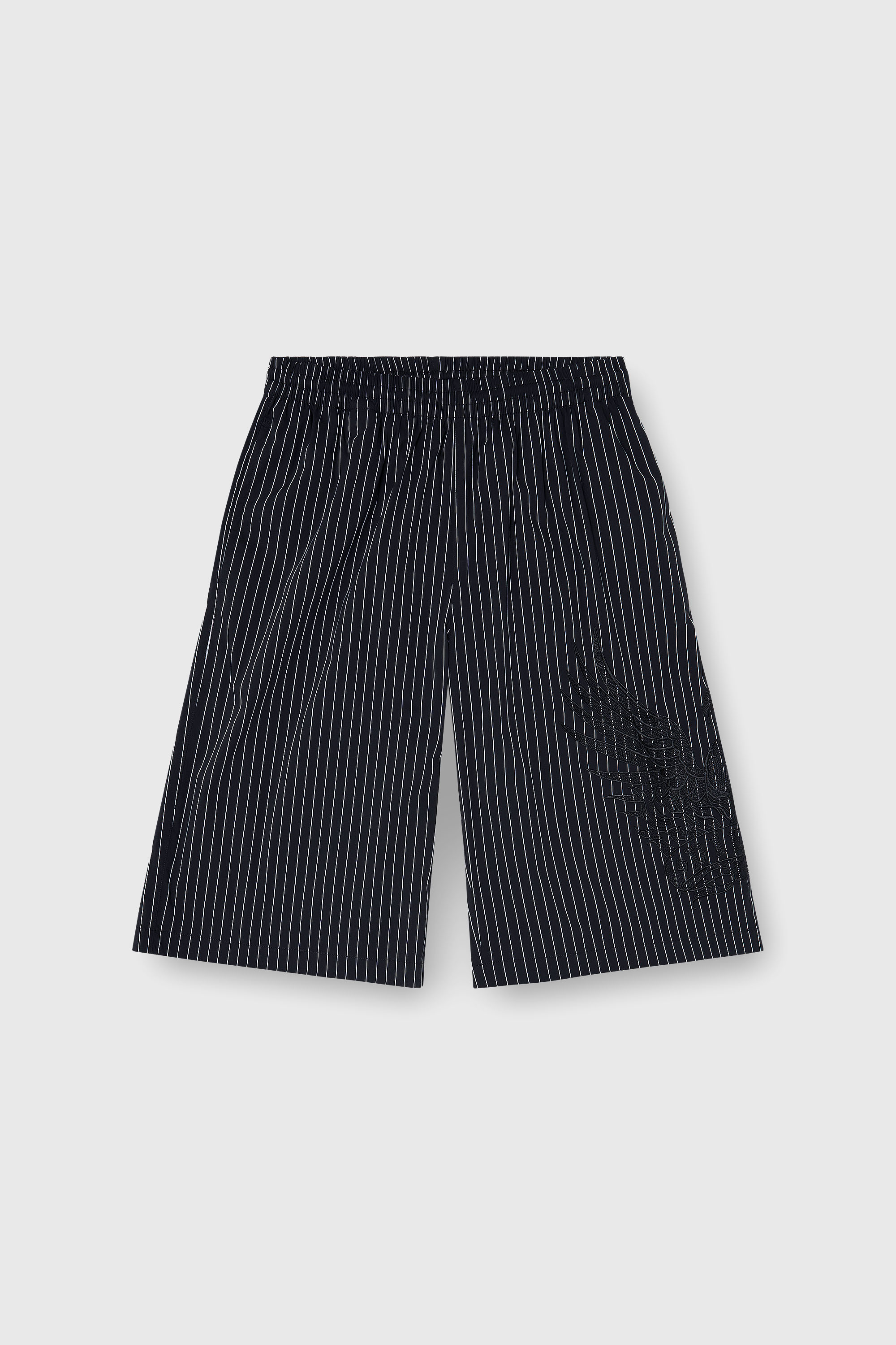 Diesel - P-THEO-SHORT-NJCA, Short pants con bordes de pinstripe y bordado Phoenix Hombre in Negro - 2