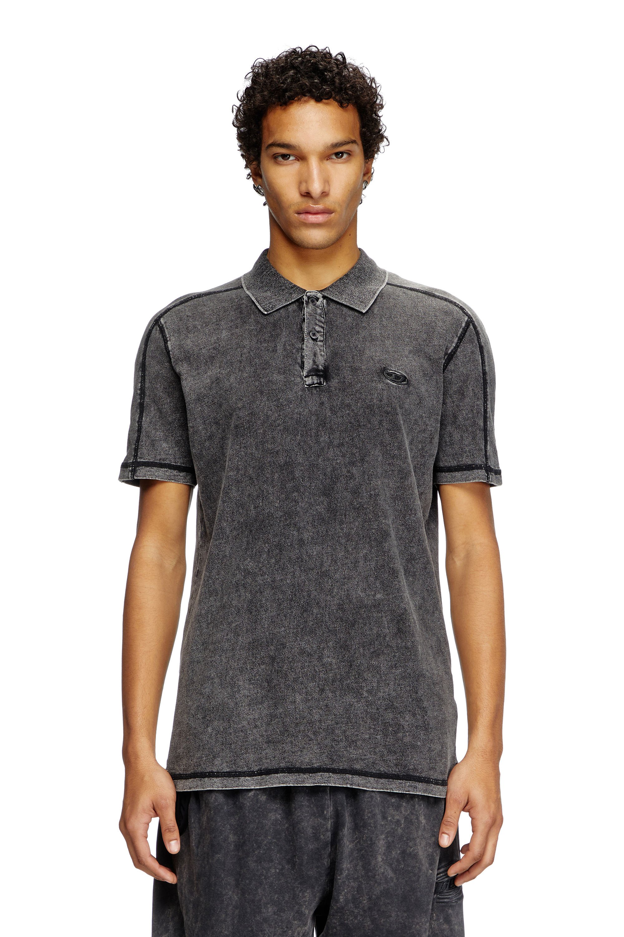 Diesel - T-SWIND-R1, Polo de aspecto denim Hombre in Negro - 1