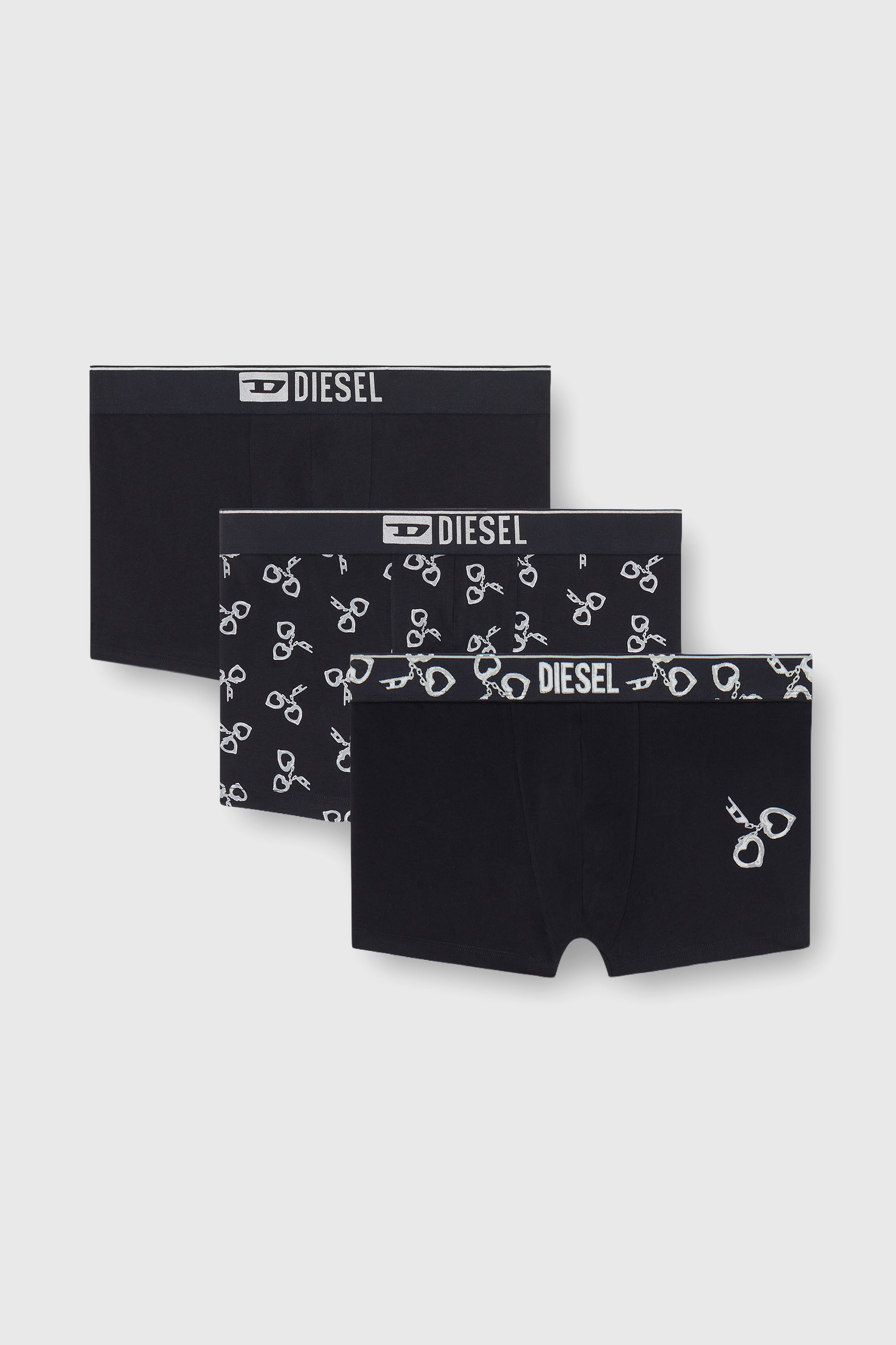 Diesel - DAMIEN-GFT-3PACK, Paquete de tres b&oacute;xers con motivo de esposas Hombre in Negro - 2